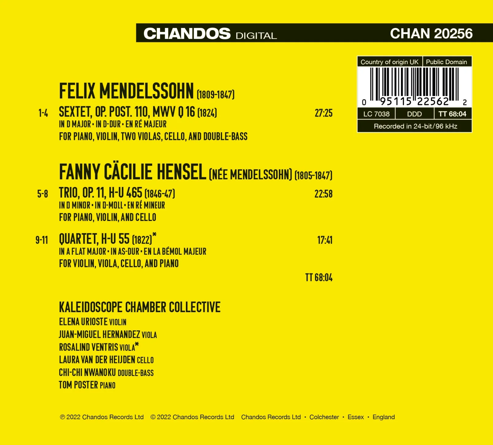 Fanny & Felix Mendelssohn: Chamber Music with Piano / Kaleidoscope Chamber Collective - Image 2