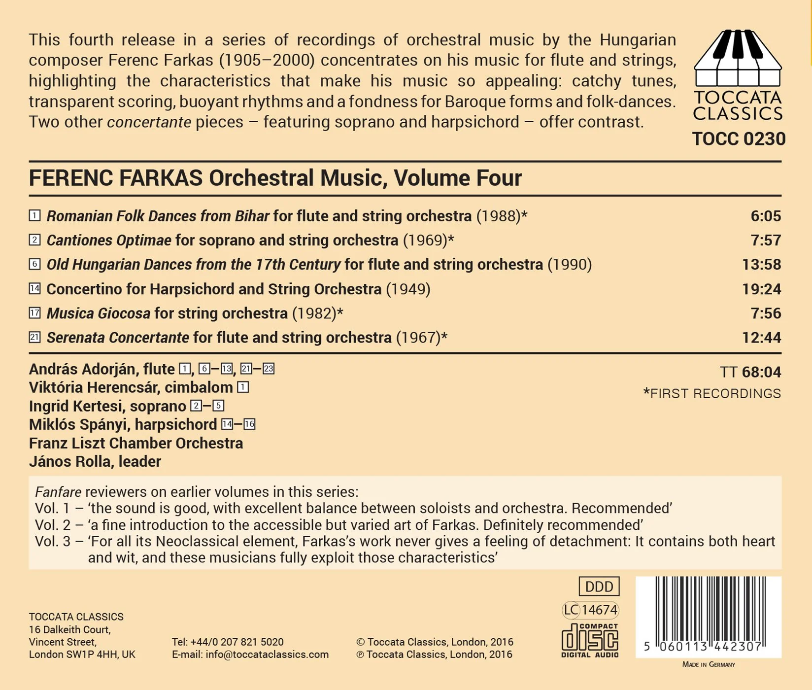 Farkas: Orchestral Music, Vol. 4 - Music for Flute & Strings / Franz Liszt Chamber Orchestra - Image 2