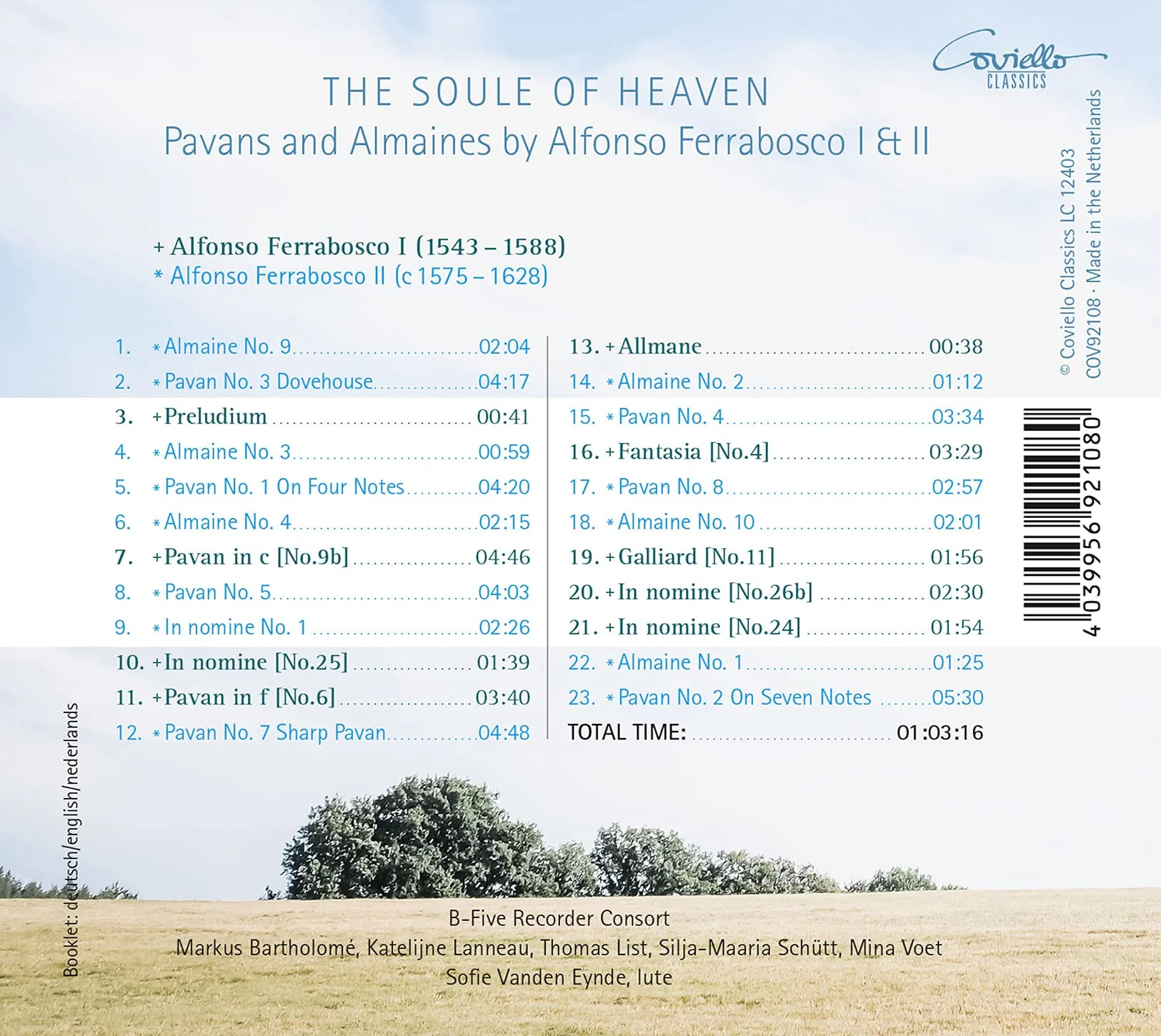Ferrabosco: The Soule of Heaven / Eynde, B-Five Recorder Consort - Image 2