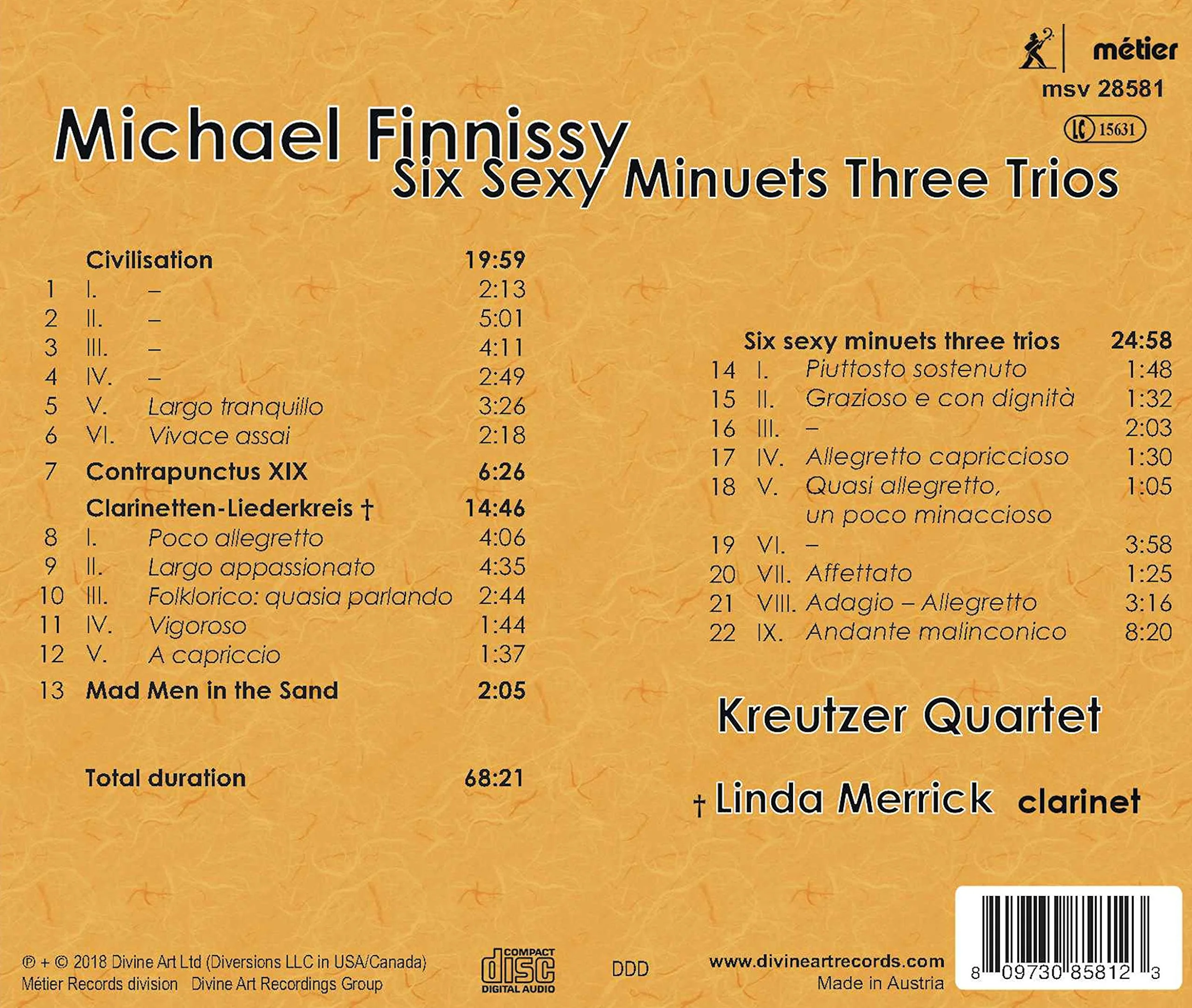 Finnissy: Six Sexy Minuets Three Trios & Other Works / Merrick, Kreutzer Quartet - Image 2