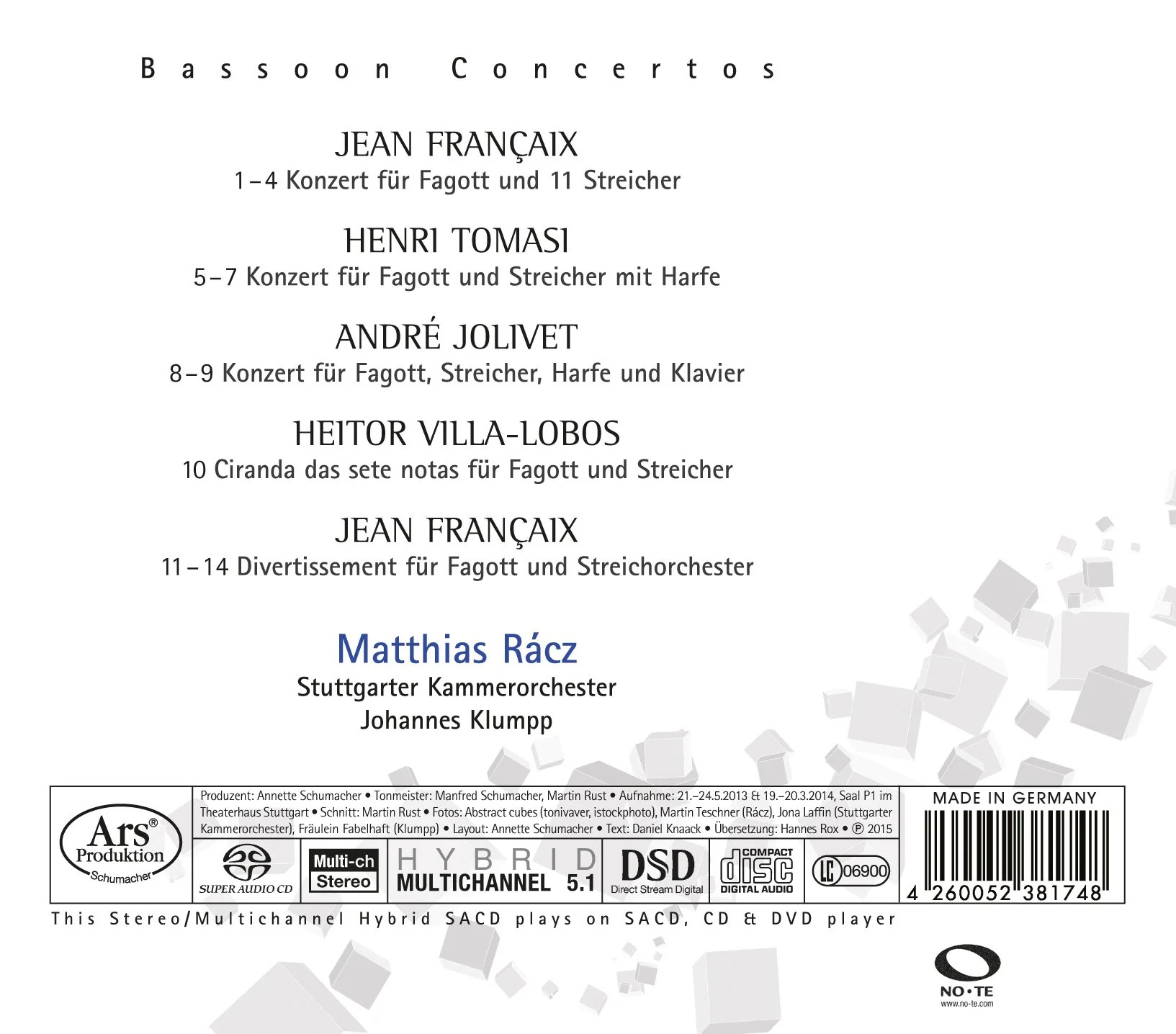 Francaix, Tomasi, Jolivet, Villa-lobos: Bassoon Concertos - Image 2