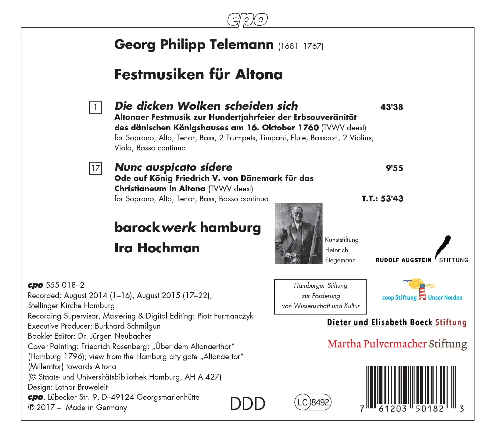 G.P. Telemann: Festmusik Für Altona / Barockwerk Hamburg, Hochman - Image 2