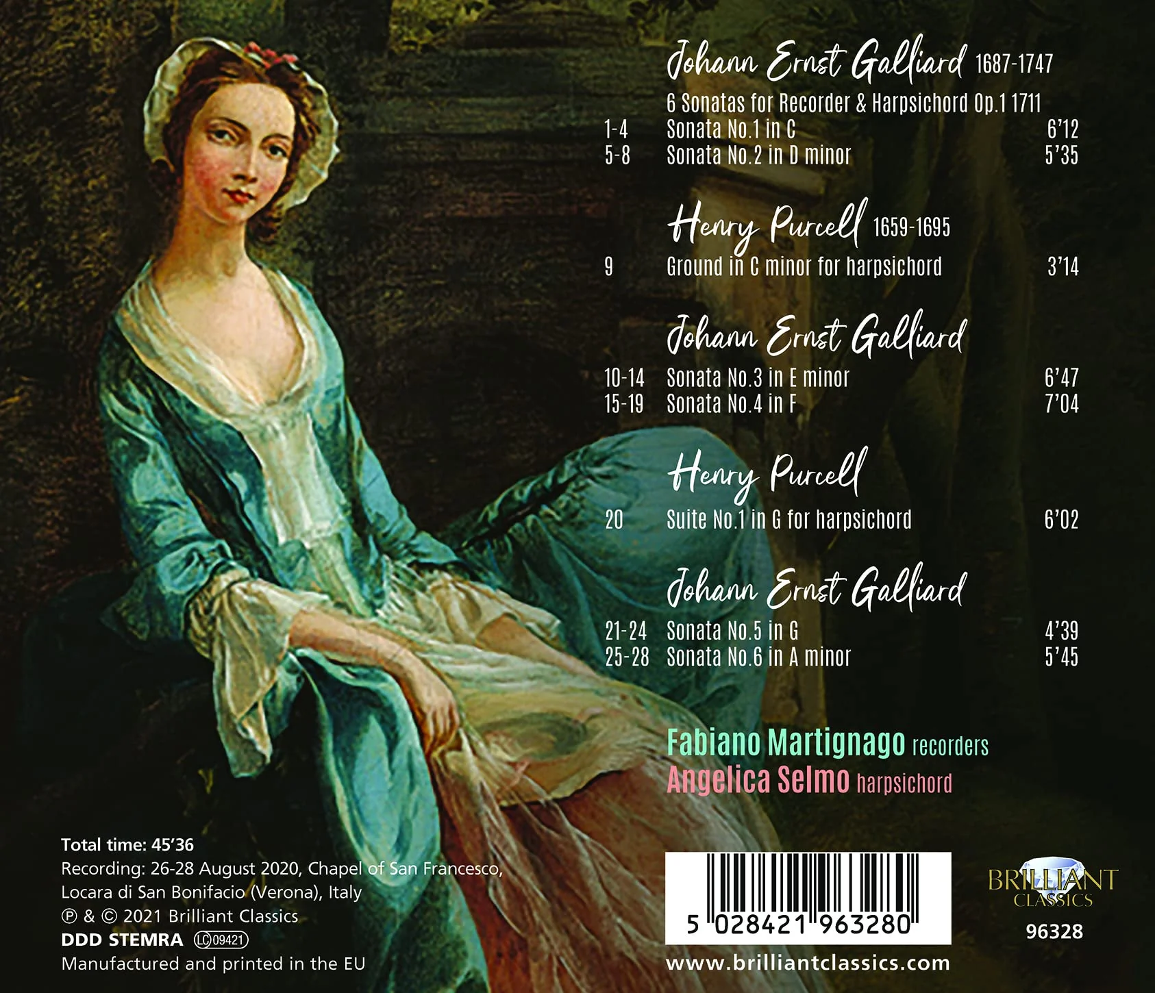 Galliard: 6 Sonatas for Recorder & Harpsichord / Martignago, Selmo - Image 2