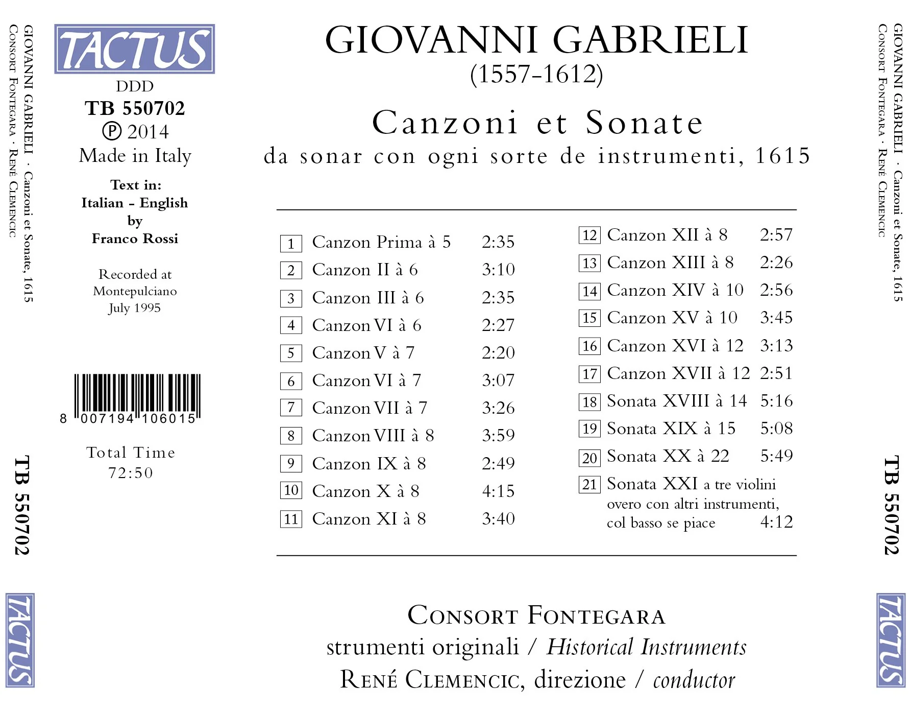 Giovanni Gabrieli: Canzoni et Sonate, 1615 / Clemencic, Consort Fontegara - Image 2