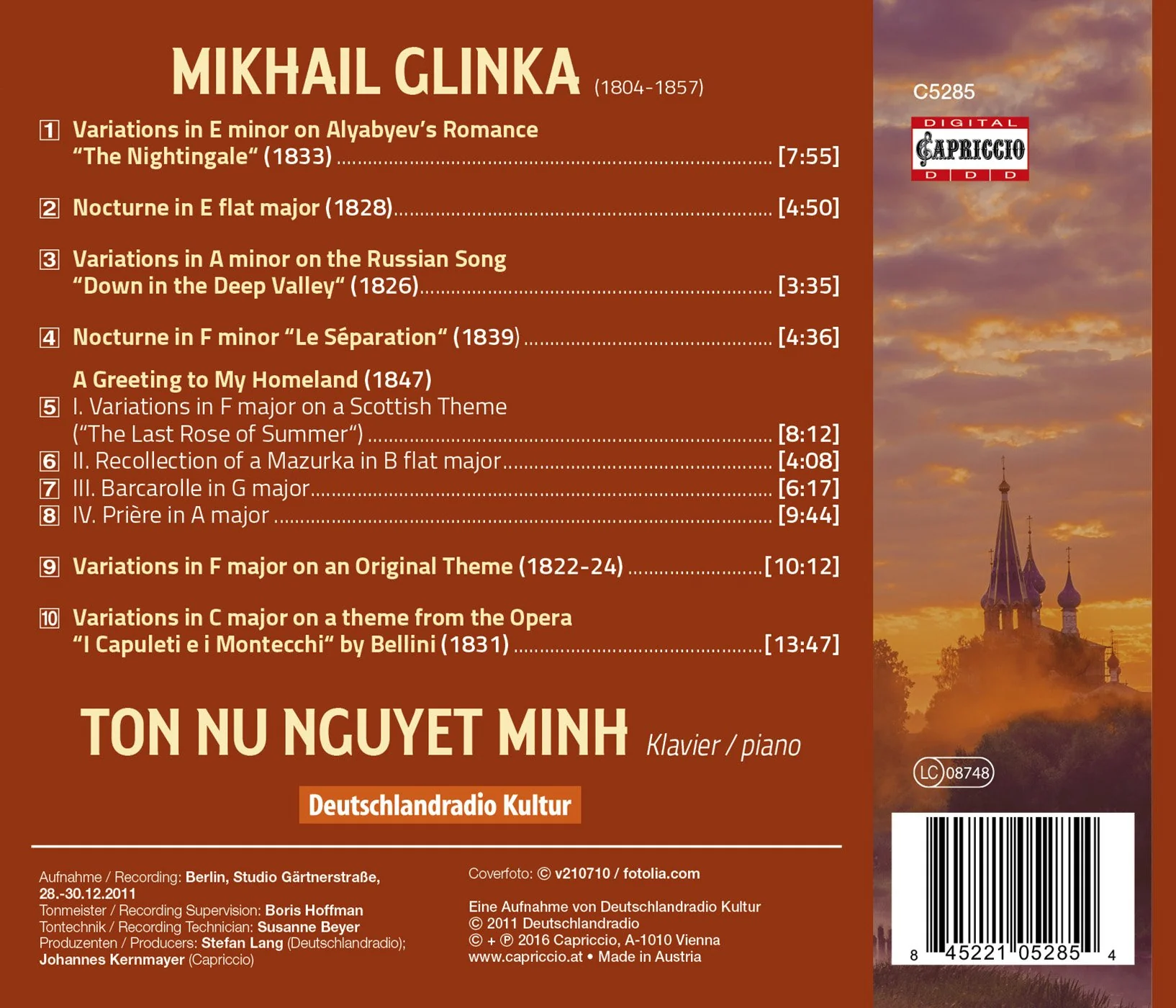 Glinka: Piano Variations, A Greeting to My Homeland & Nocturnes / Minh - Image 2