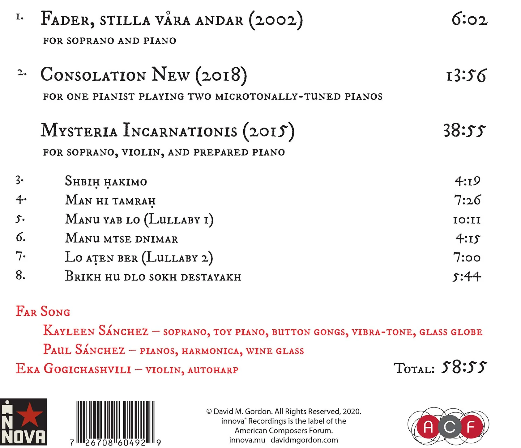 Gordon: Mysteria Fidei / Gogichashvili, Far Song - Image 2