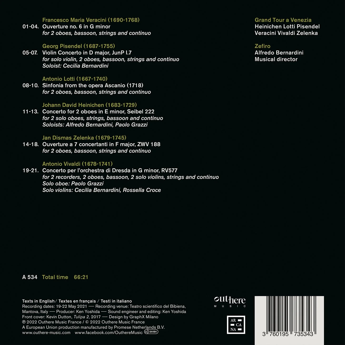 Vivaldi, Lotti, Pisendel et al: Grand Tour of Venice / Bernardini, Zefiro - Image 2