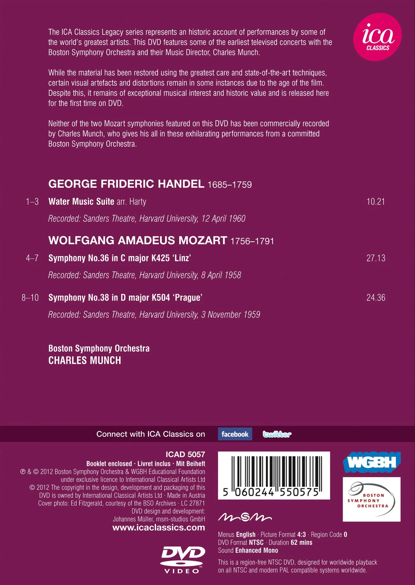 Handel: Water Music; Mozart: Symphonies 36 & 38 / Munch, Boston Symphony - Image 2