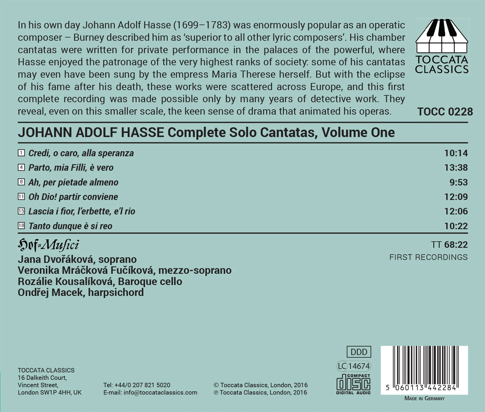 Hasse: Complete Solo Cantatas, Vol. 1 - Image 2