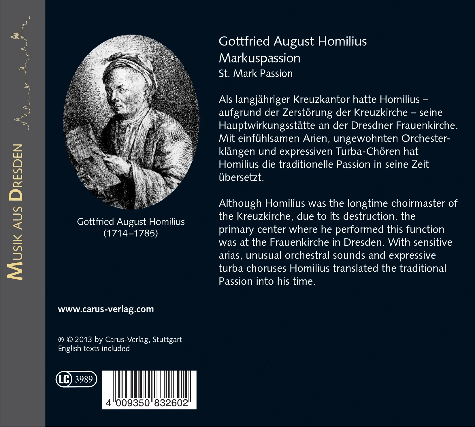 Homilius: St. Mark Passion / Mauch, Sandhoff, Mammel, Laske, Naf - Image 2