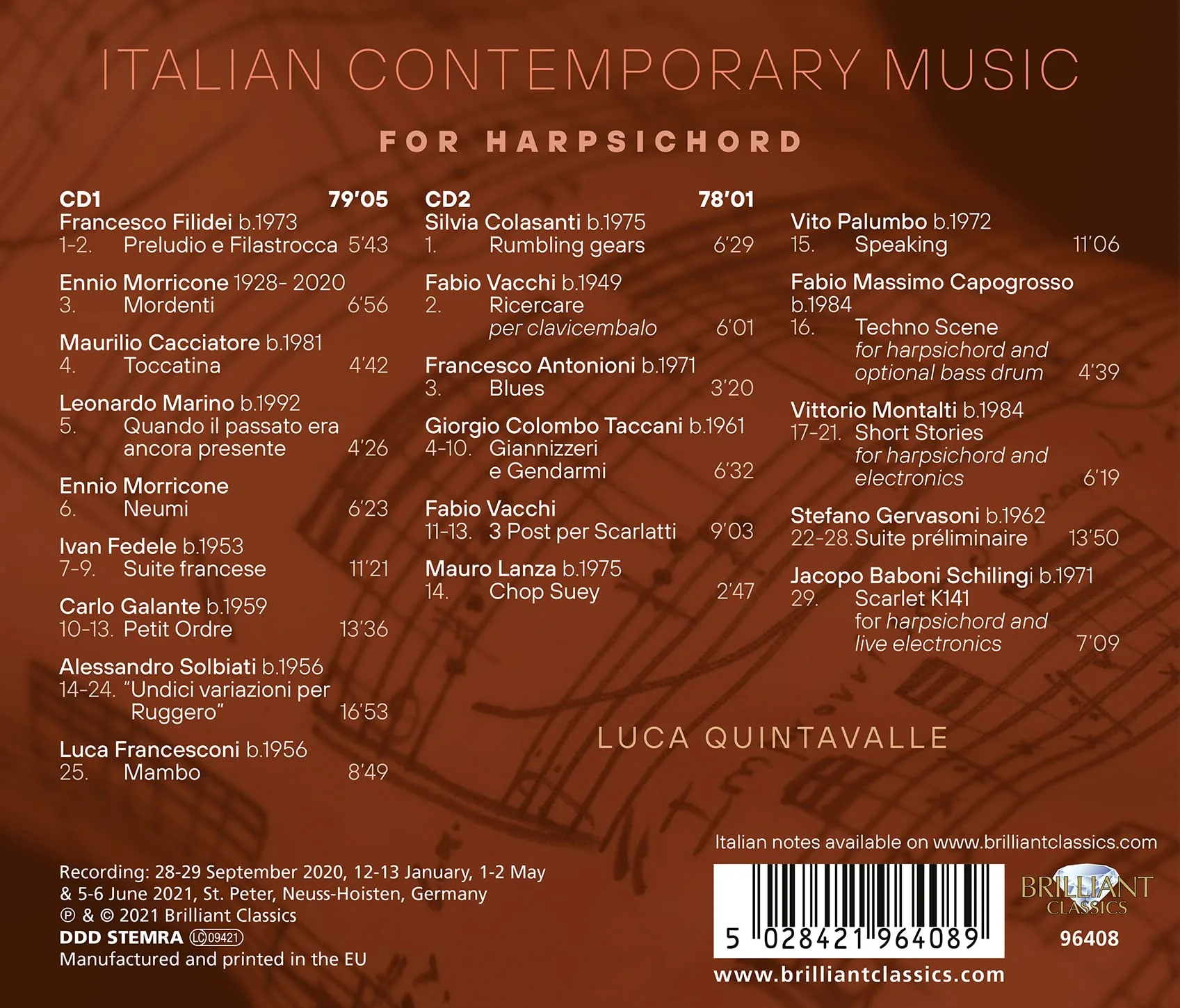 Italian Contemporary Music for Harpsichord / Quintavalle - Image 2