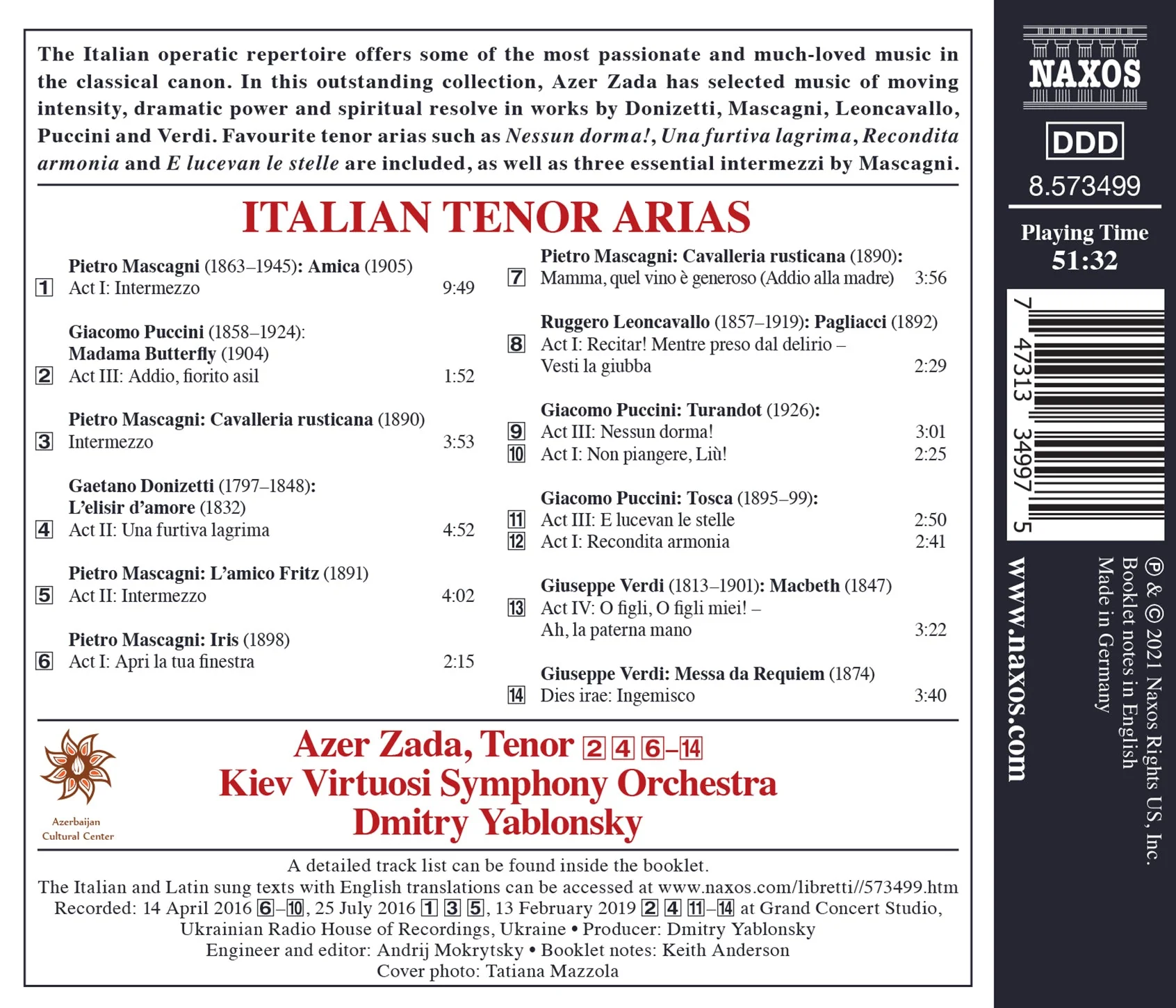 Italian Opera Arias / Zada, Yablonsky, Kiev Virtuosi Symphony Orchestra - Image 2