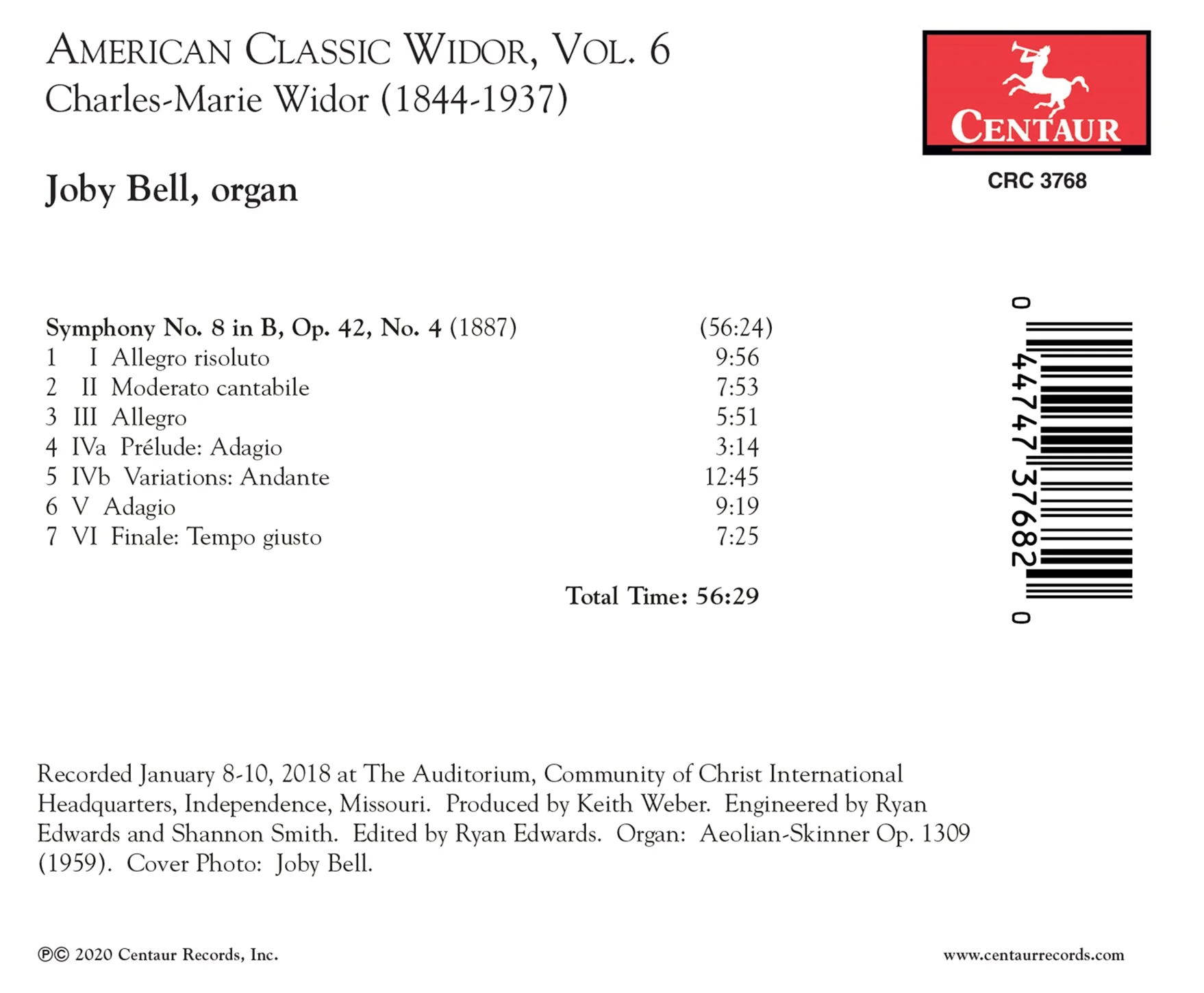 American Classic Widor, Vol. 6 / Joby Bell - Image 2