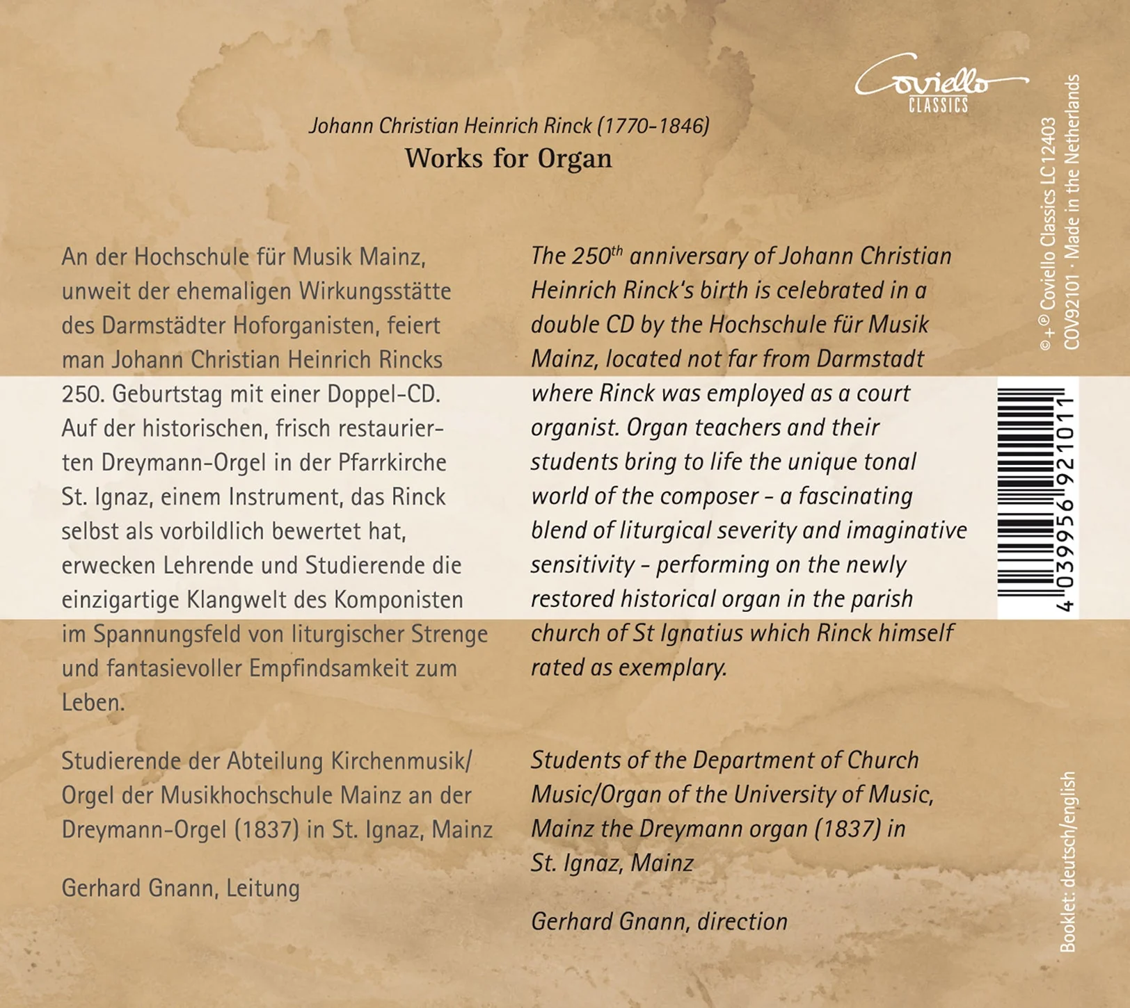 Johann Christian Heinrich Rinck: Works For Organ - Image 2