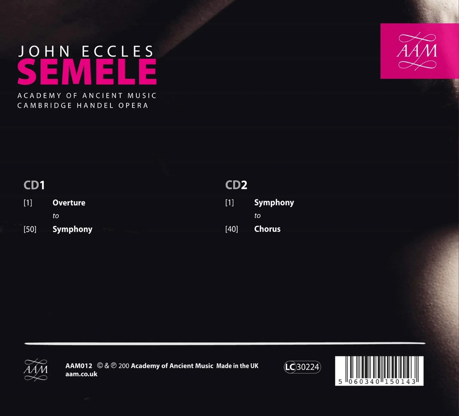 John Eccles: Semele / Perkins, Cambridge Handel Opera, Academy Of Ancient Music - Image 2
