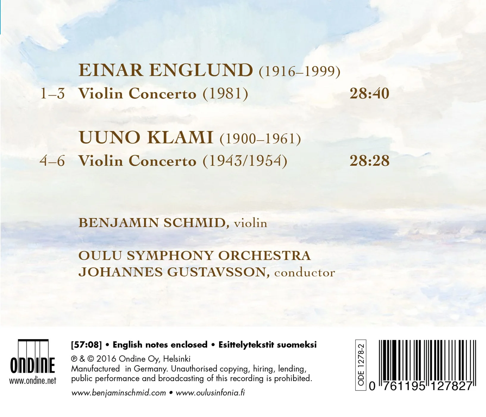 Klami & Englund: Violin Concertos / Schmid, Gustavsson, Oulu Symphony - Image 2