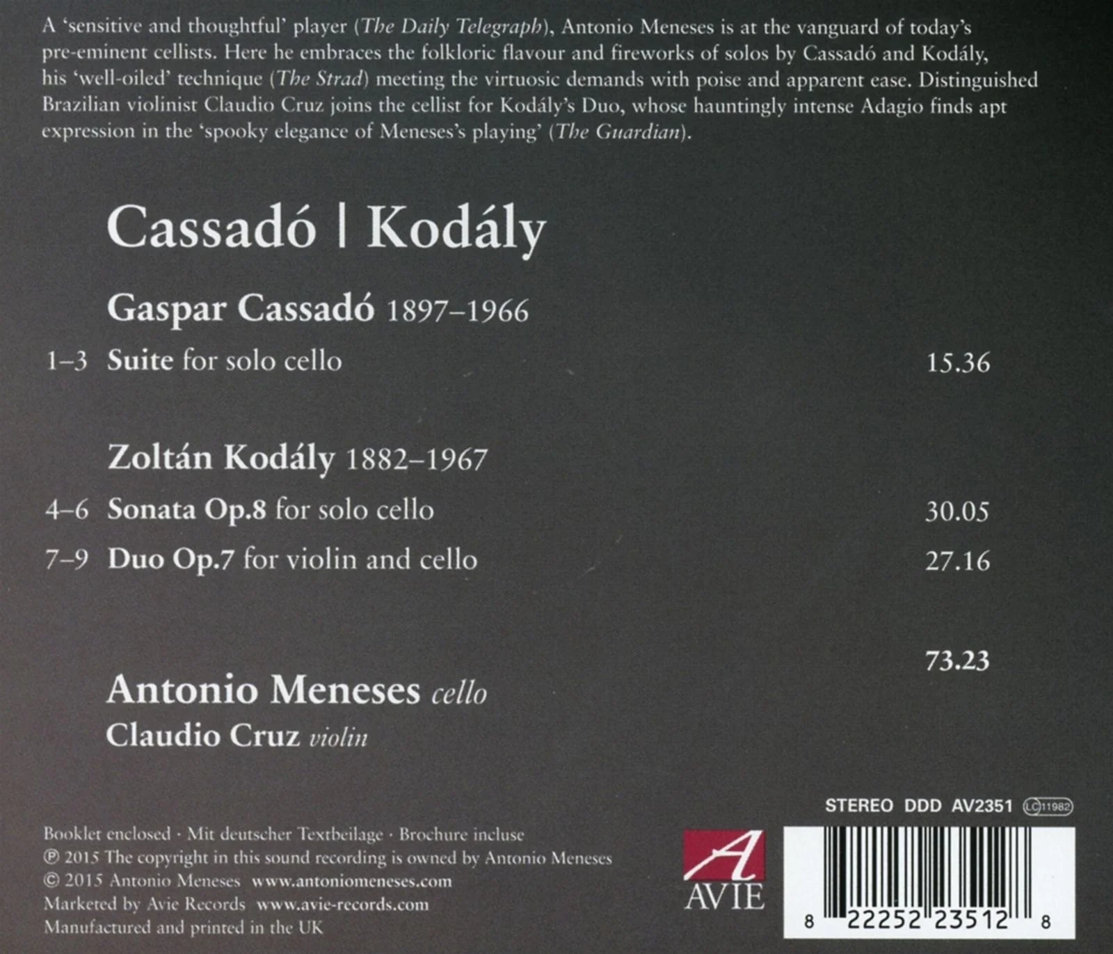Cassadó & Kodály / Meneses, Cruz - Image 2