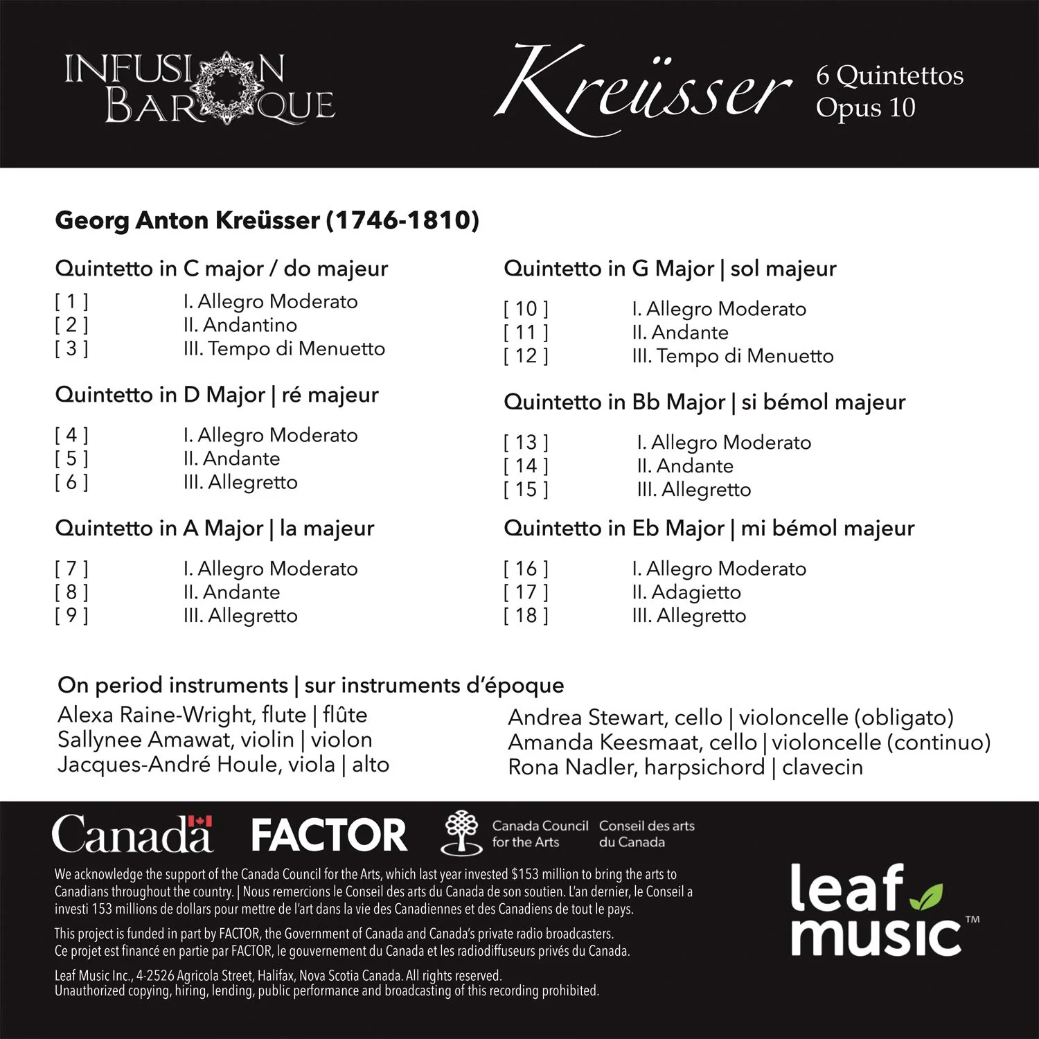 Kreusser: 6 Quintettos, Op. 10 / Infusion Baroque - Image 2