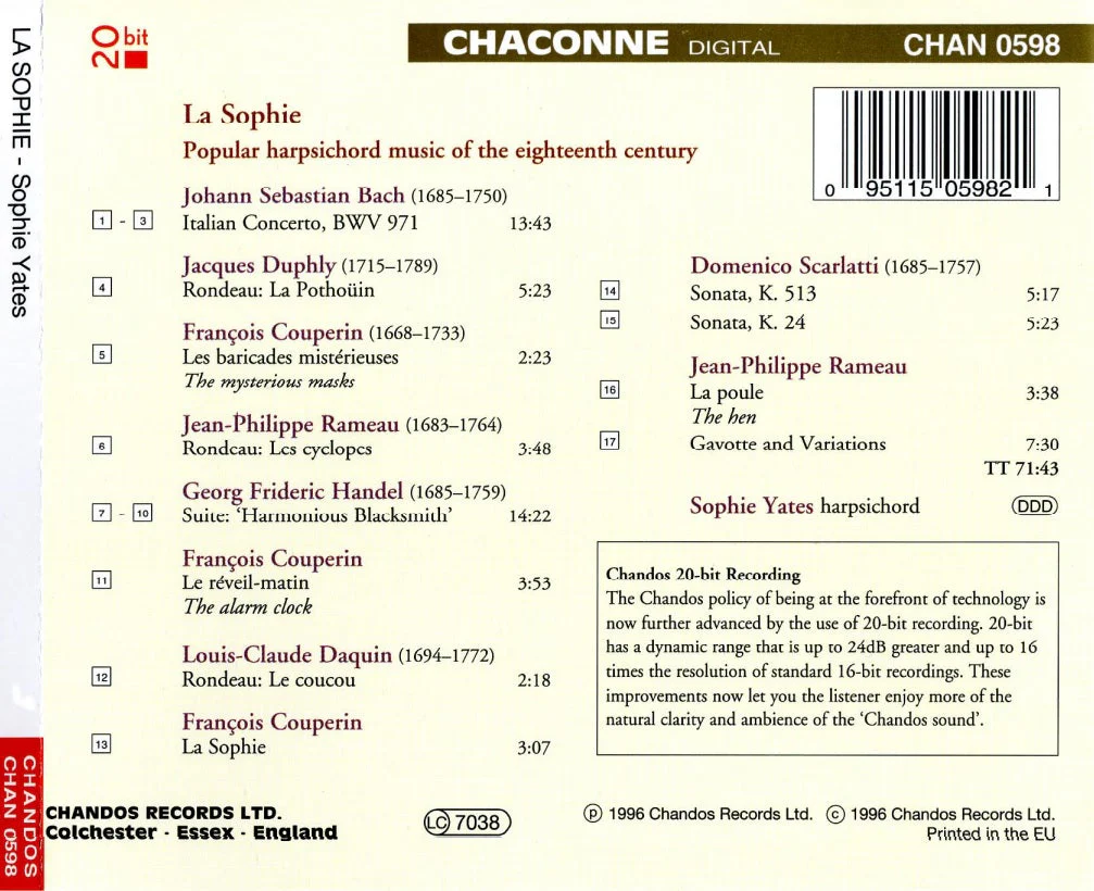 'La Sophie' - Popular Harpsichord Music / Sophie Yates - Image 2