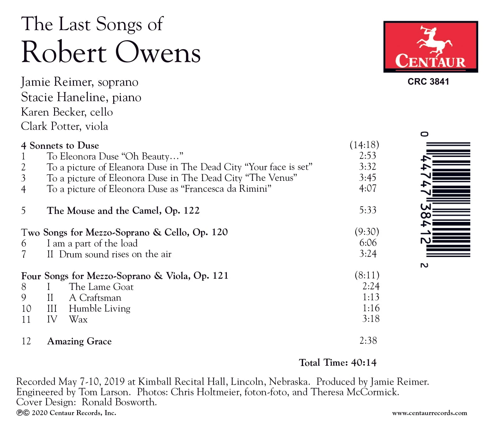 Last Songs Of Robert Owens / Reimer, Haneline, Potter, Becker - Image 2