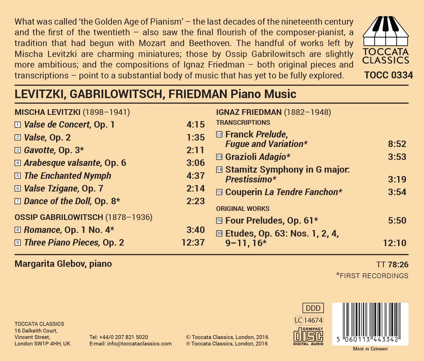 Levitzki: Complete Works for Solo Piano / Glebov - Image 2