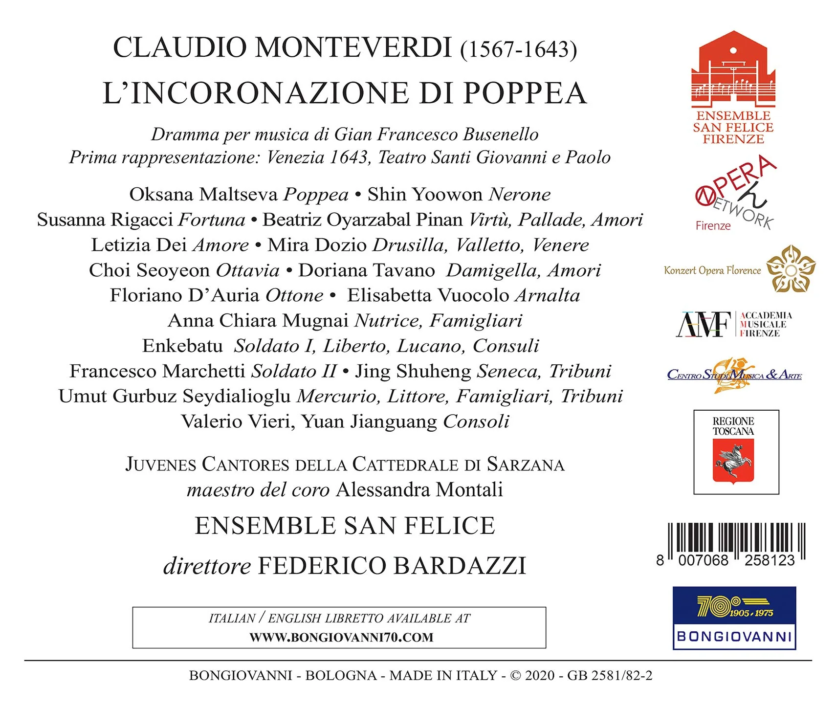 Monteverdi: L'incoronazione Di Poppea / Bardazzi, Ensemble San Felice [2 CDs] - Image 2