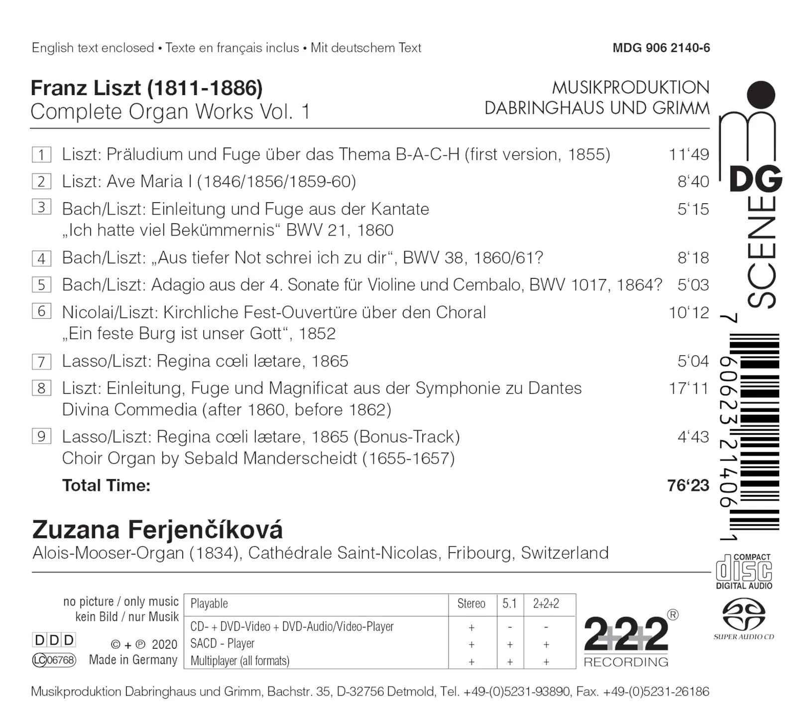 Liszt: Complete Organ Works, Vol. 1 / Ferjencikova - Image 2