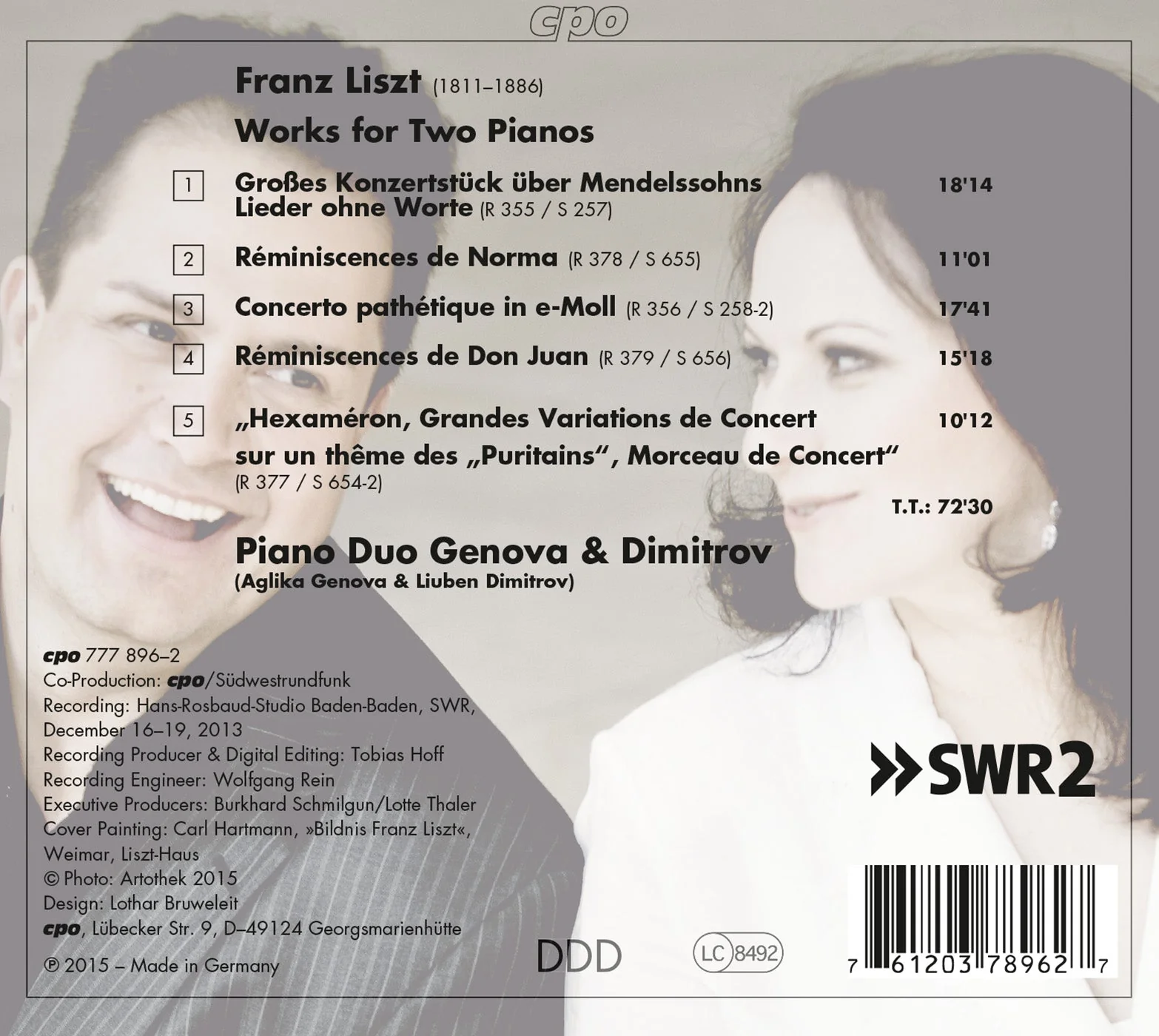 Liszt: Works For Two Pianos  / Piano Duo Genova & Dimitrov - Image 2