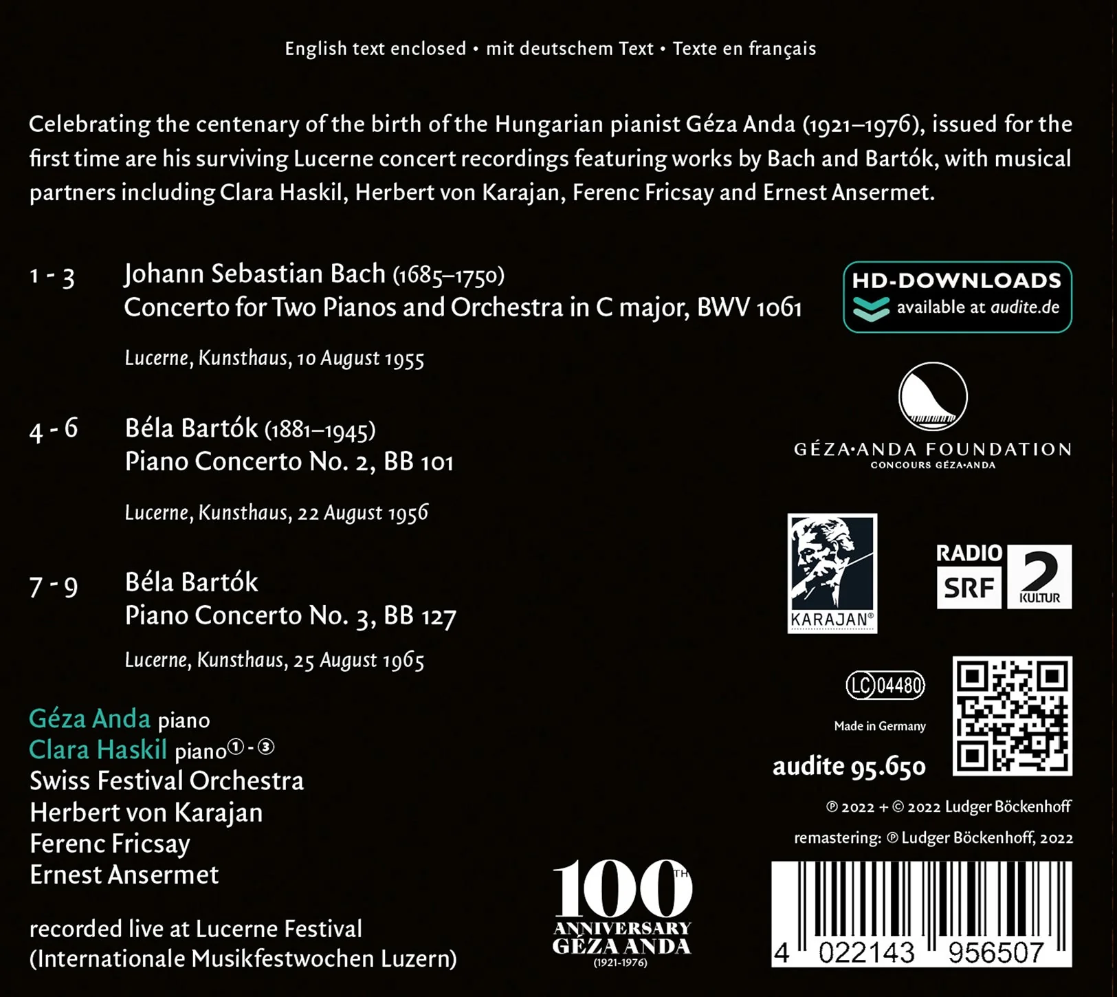 Bach and Bartók: Lucerne Festival, Vol. 17 / Anda & Haskil - Image 2