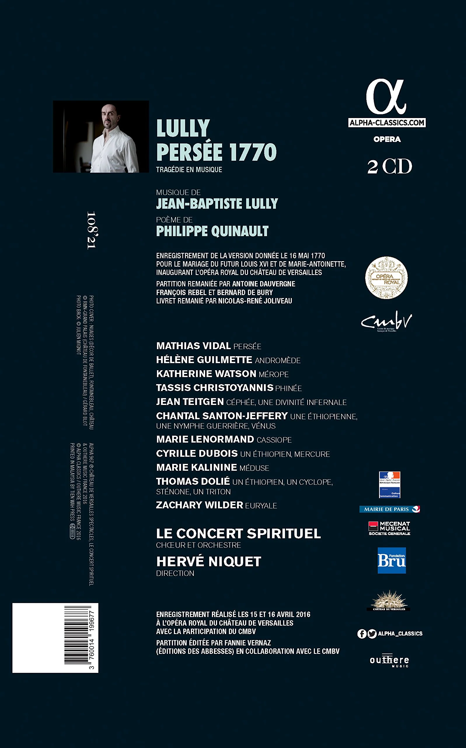 Lully: Persee 1770 / Niquet, Vidal, Guilmette, Christoyannis, Watson, Le Concert Spirituel - Image 2