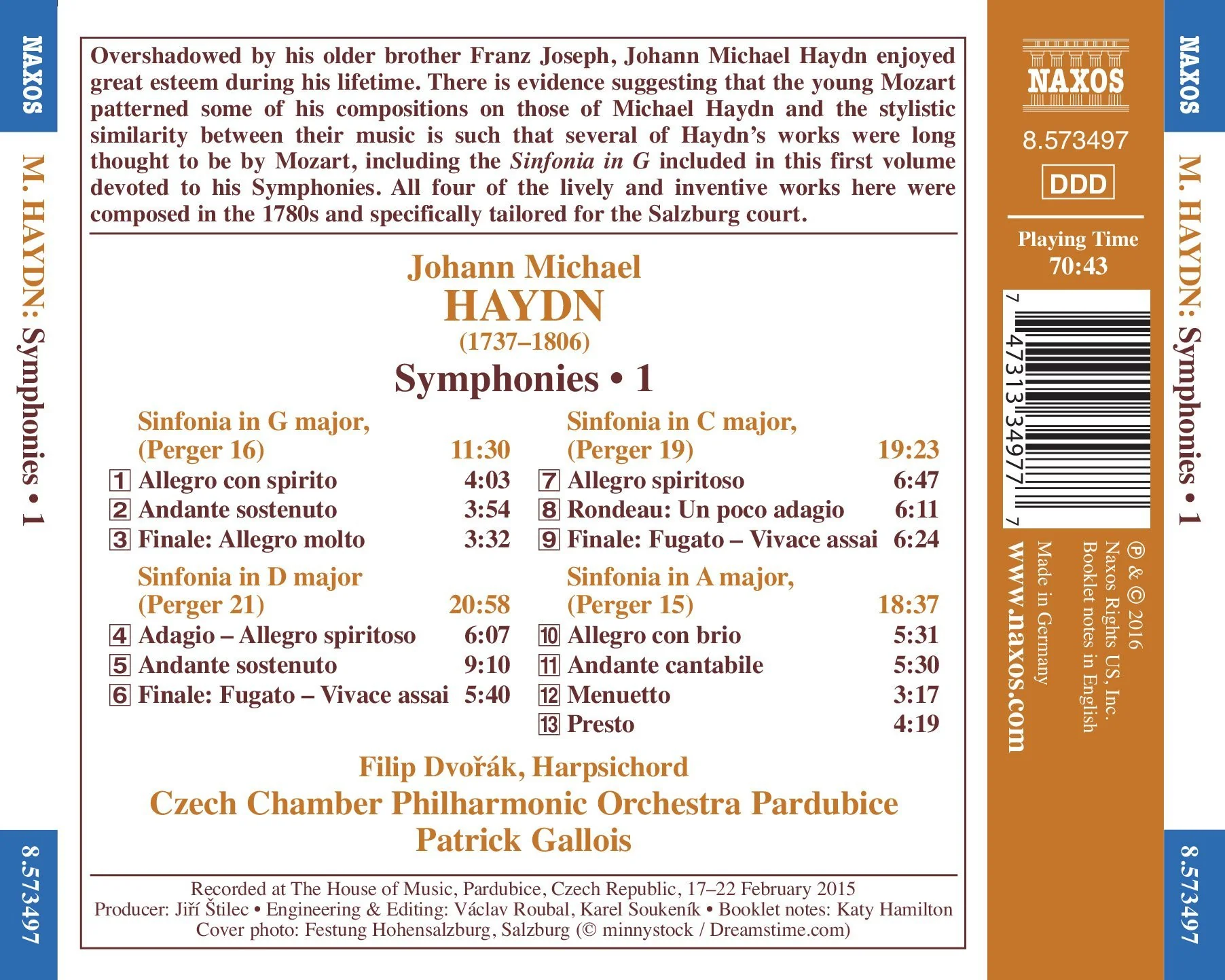 M. Haydn: Symphonies, Vol. 1 / Gallois, Czech Chamber Philharmonic - Image 2