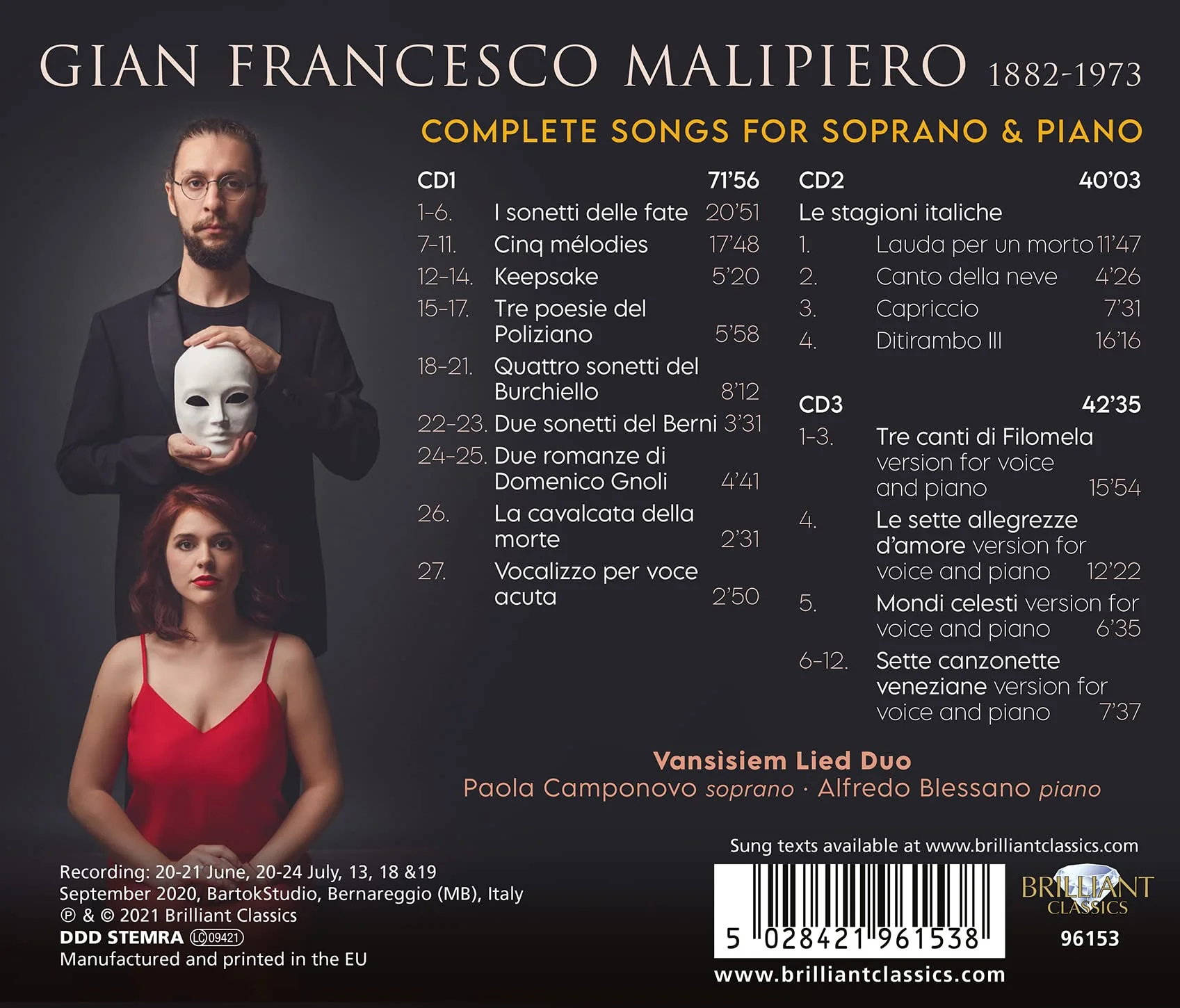 Malipiero: Complete Songs for Soprano and Piano / Vansìsiem Lied Duo - Image 2