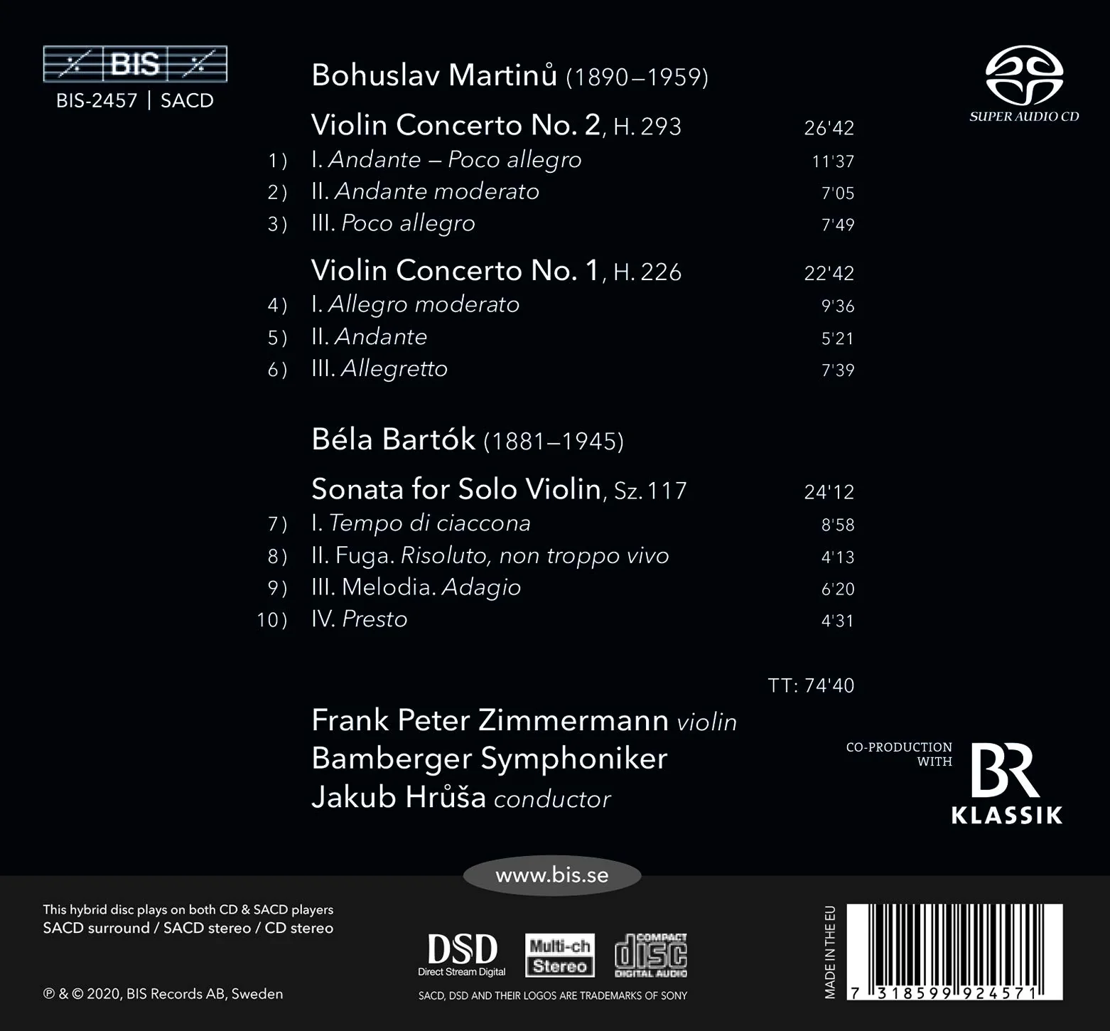 Martinů: Violin Concertos 1 & 2 / Zimmermann, Hruša, Bamberg Symphony - Image 2