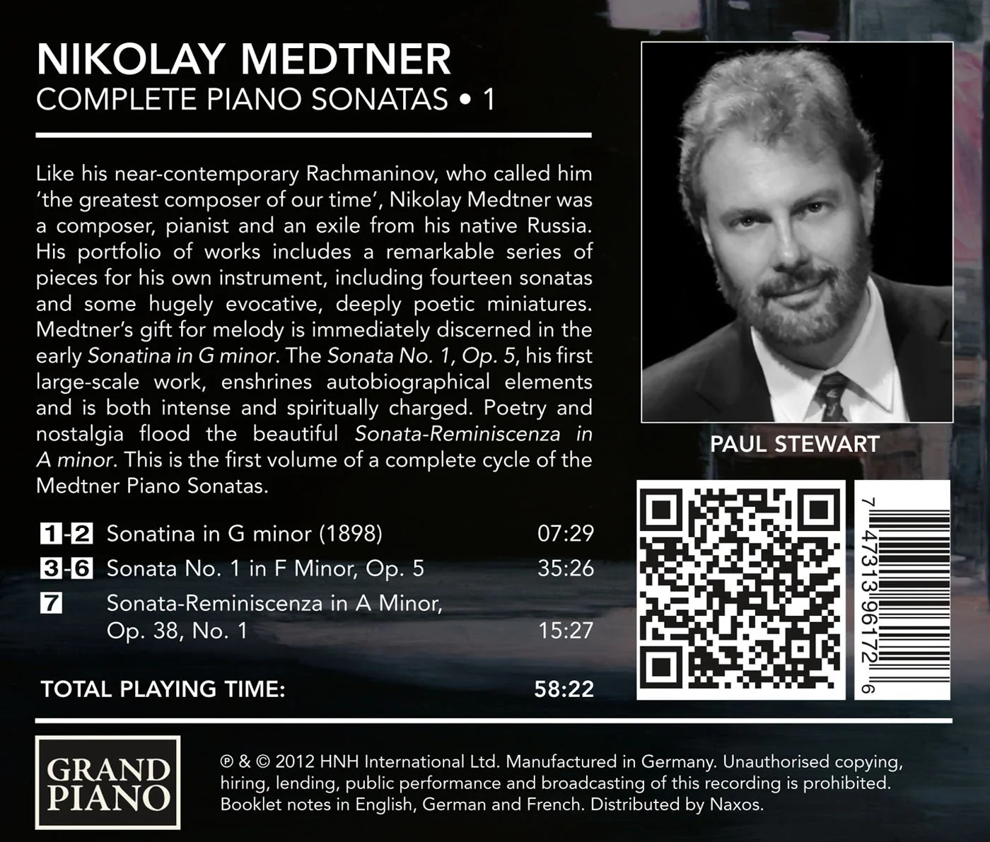 Medtner: Complete Piano Sonatas Vol 1 / Paul Stewart - Image 2