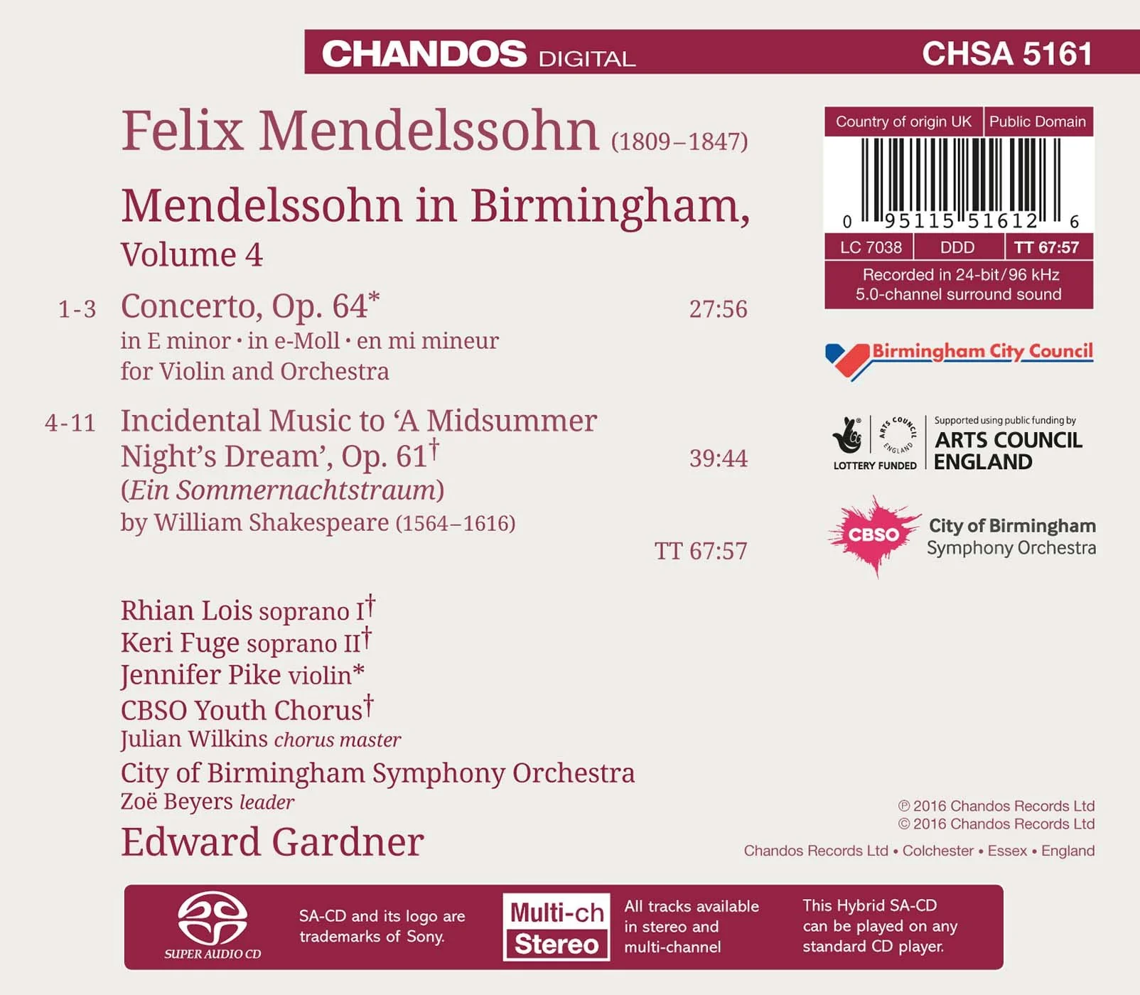 Mendelssohn in Birmingham, Vol. 4 / Pike, Gardner, City of Birmingham Symphony - Image 2