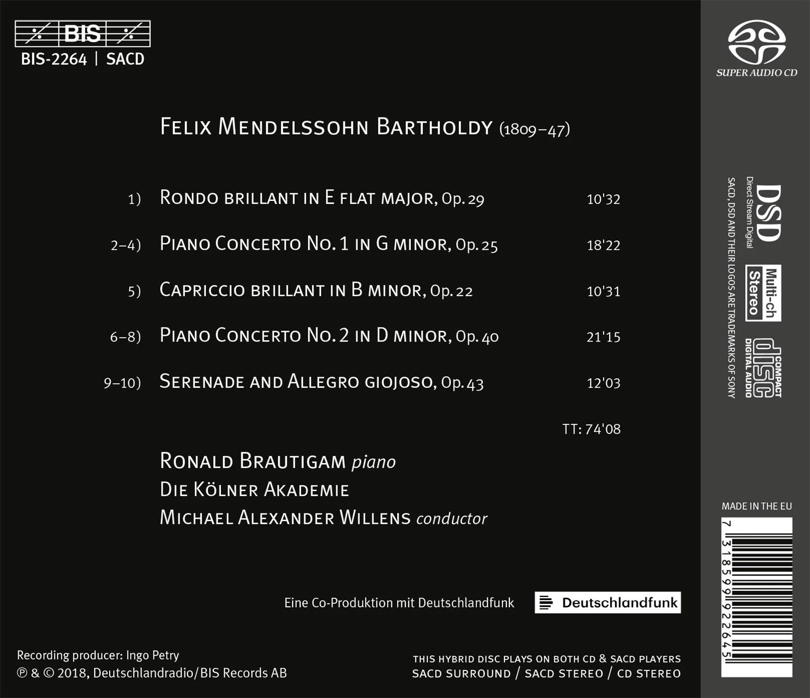 Mendelssohn: Piano Concertos / Brautigam, Willens, Die Kolner Akademie - Image 2