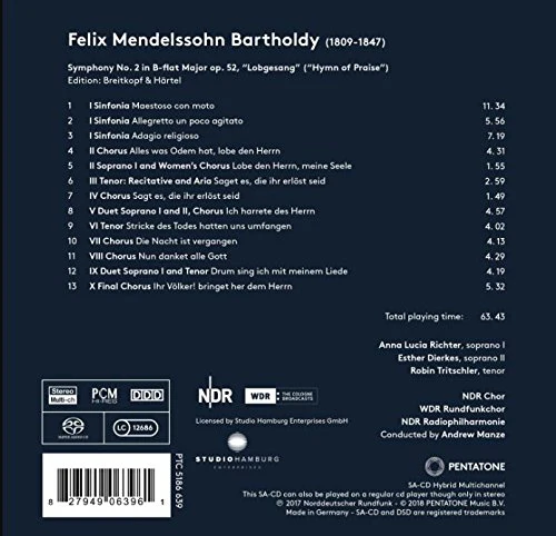 Mendelssohn: Symphony No. 2 / Manze, NDR Philharmonie - Image 2