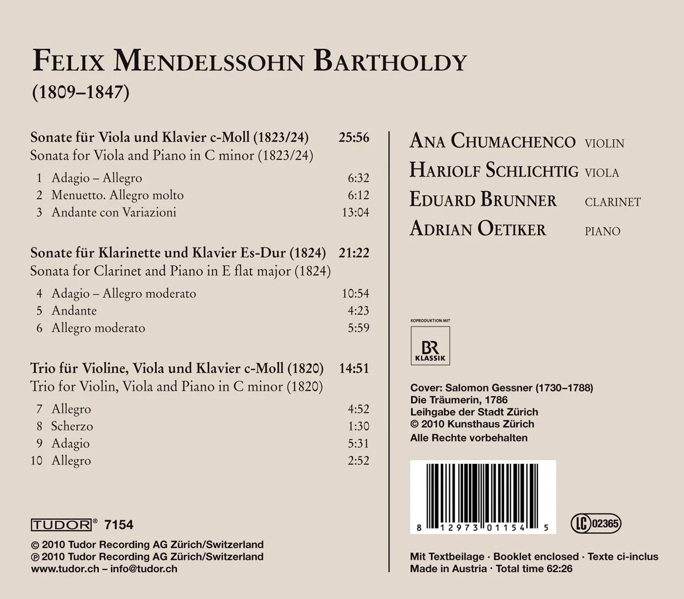 Mendelssohn: Trio For Violin, Viola And Piano; Sonatas For Viola And Clarinet - Image 2
