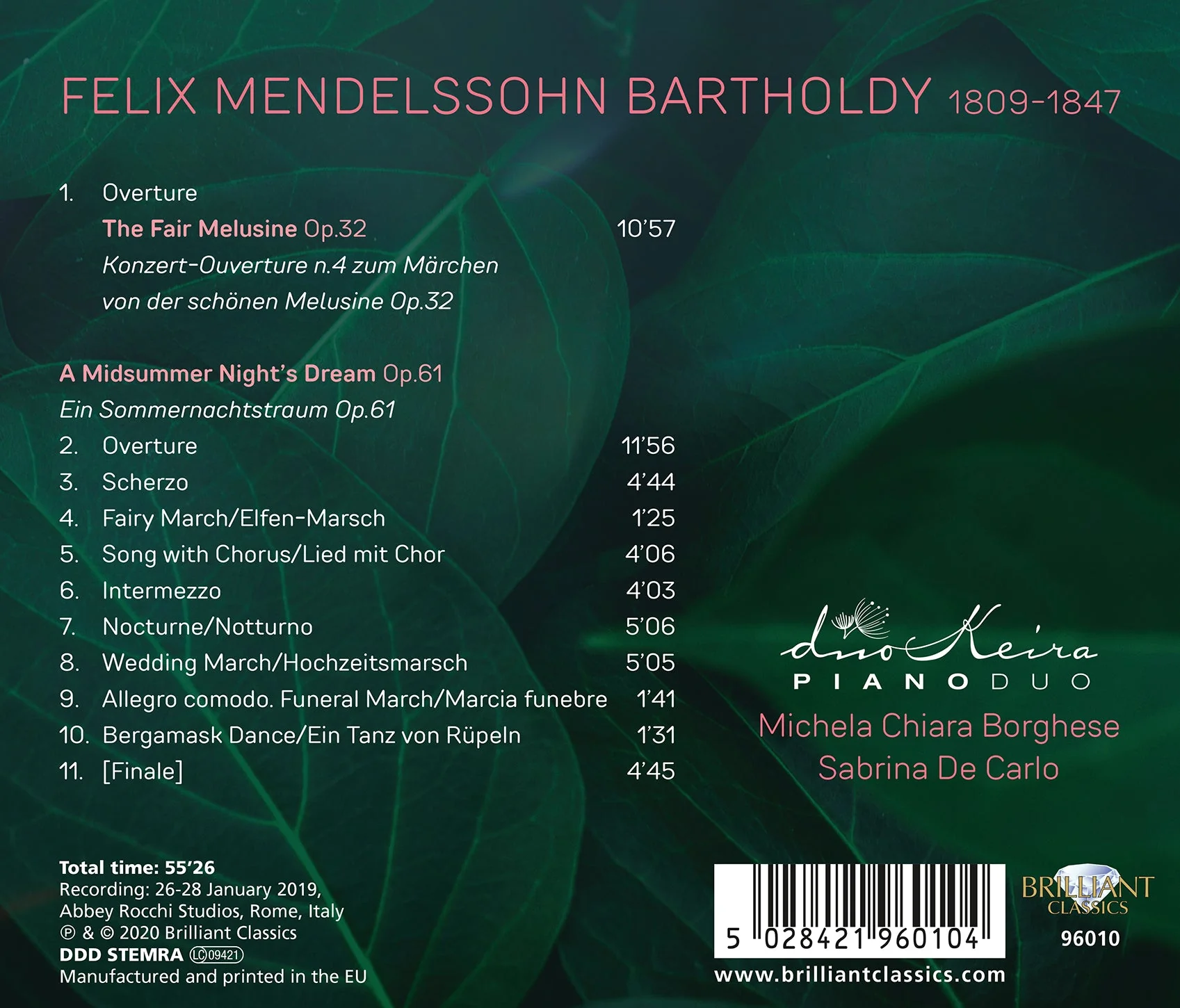 Mendelssohn: A Midsummer Night's Dream & Overture The Fair Melusine / DuoKeira - Image 2