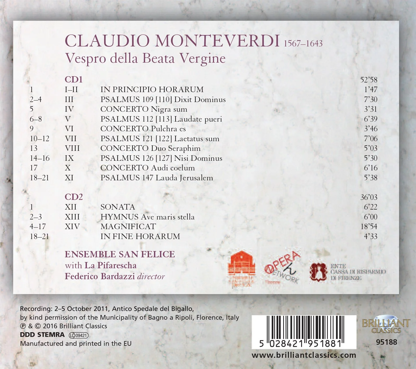 Monteverdi: Vespro della Beata Vergine / Bardazzi, Ensemble San Felice - Image 2