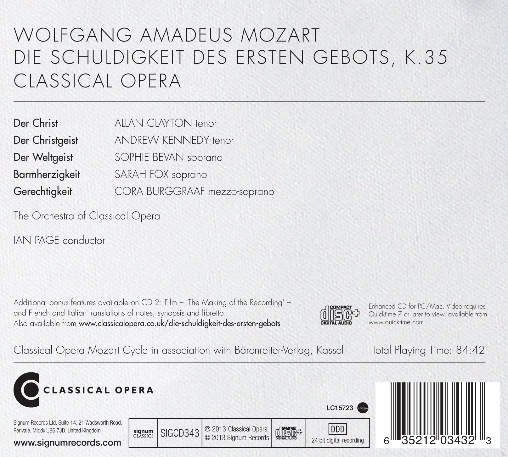 Mozart: Die Schuldigkeit Des Ersten Gebots / Ian Page, Classical Opera - Image 2