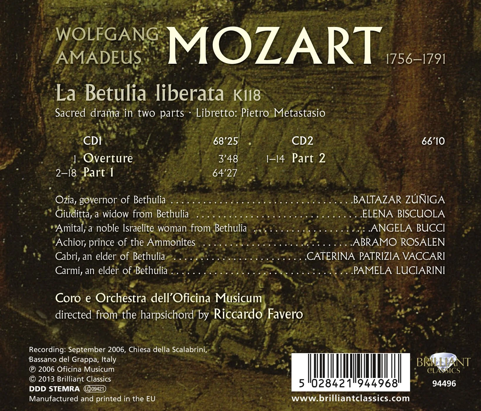 Mozart: La Betulia Liberata / Favero, Oficina Musicum - Image 2