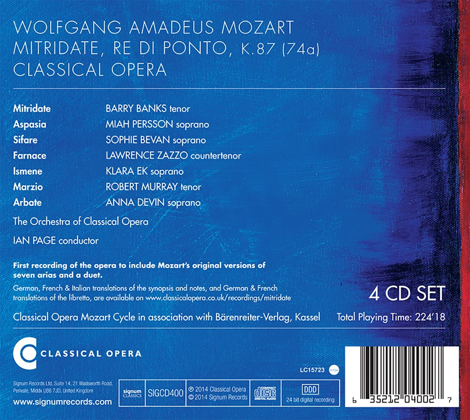 Mozart: Mitridate, Re Di Ponto / Devin, Bevan, Persson, Zazzo, Page, Classical Opera - Image 2