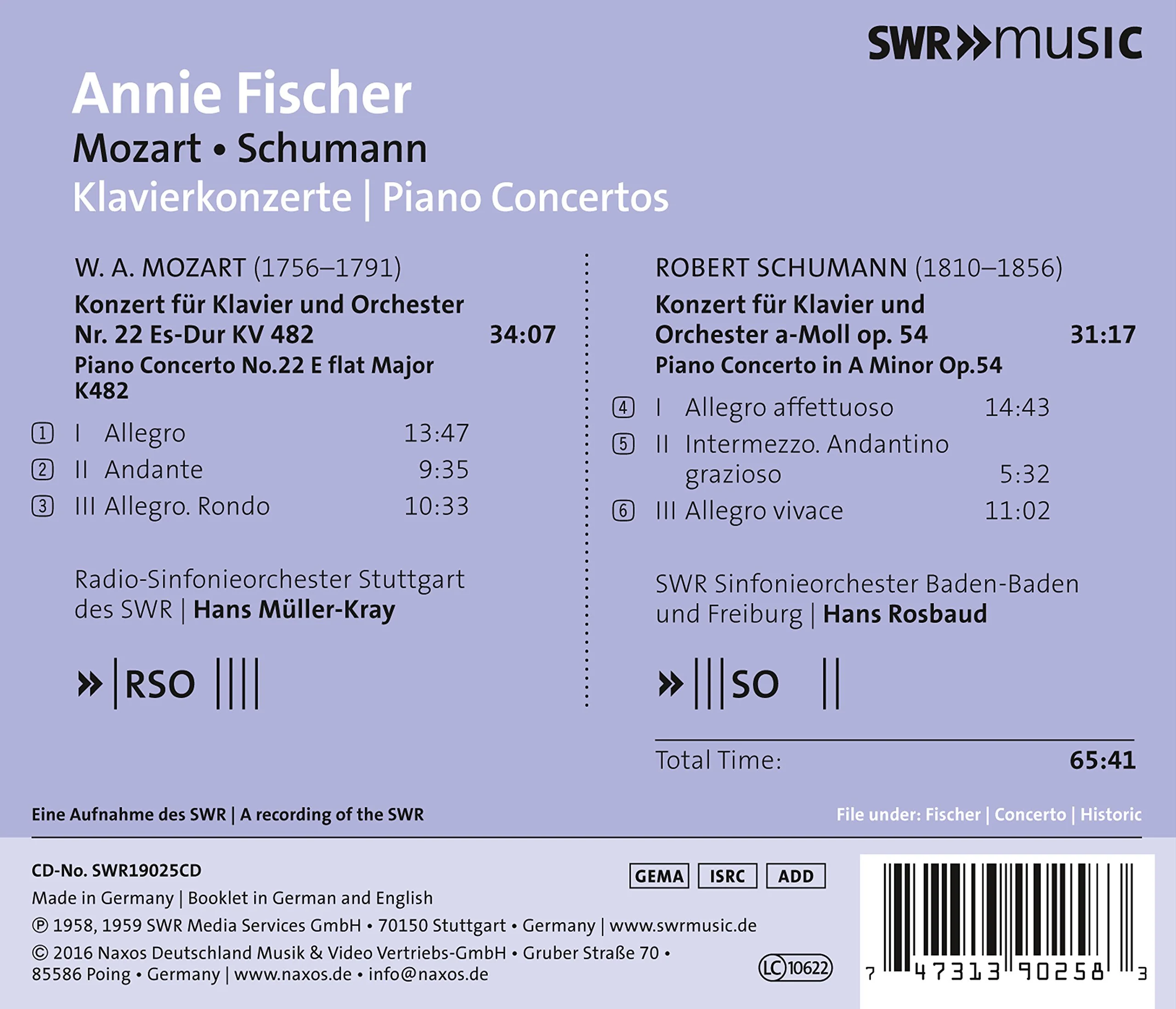 Mozart & Schumann: Piano Concertos / Fischer - Image 2