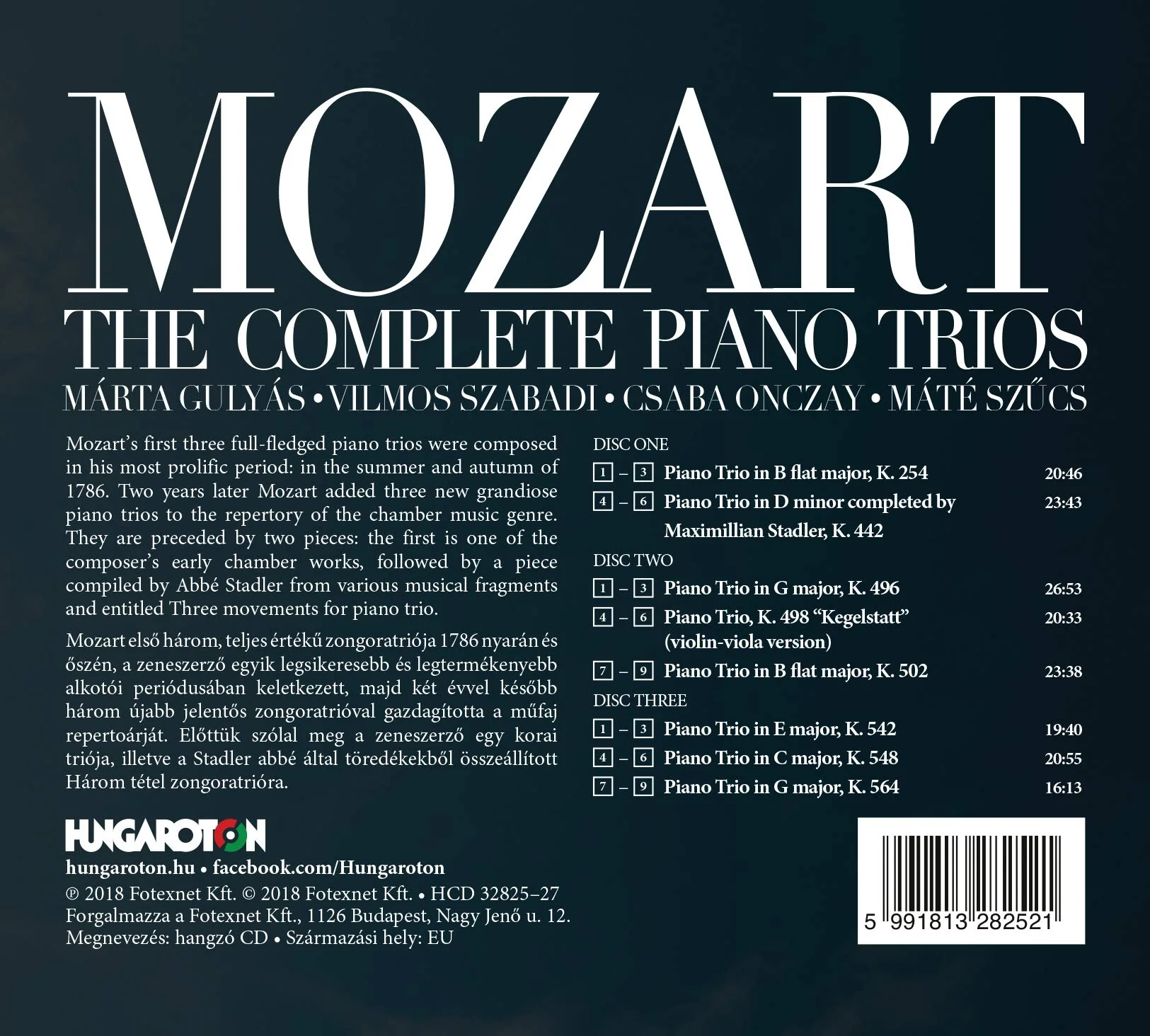 Mozart: The Complete Piano Trios / Gulyas, Szabadi, Onczay, Szucs - Image 2