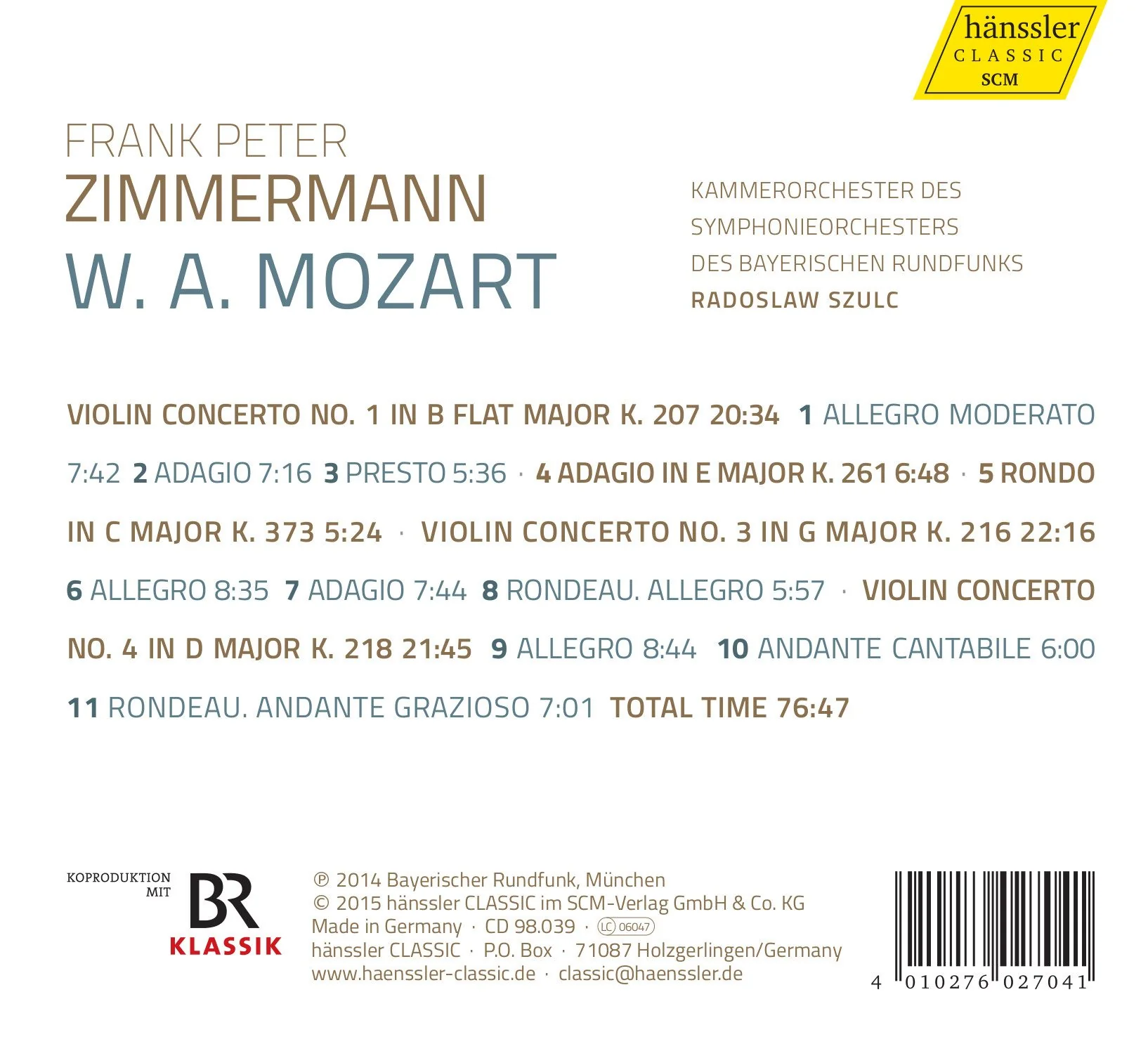 Mozart: Violin Concertos No 1, 3, 4 / Zimmermann - Image 2
