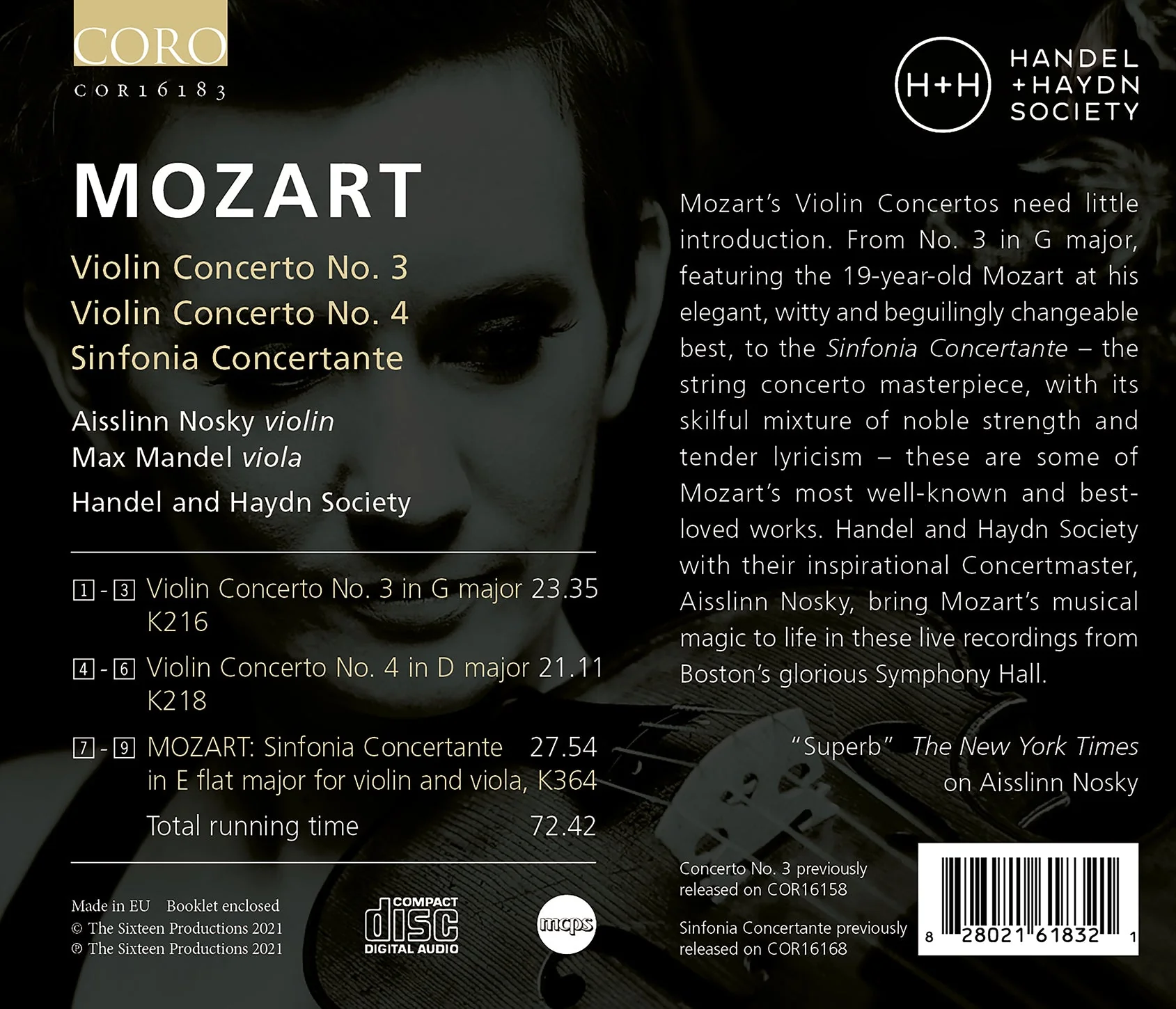 Mozart: Violin Concertos, Vol. 1 / Nosky, Mandel, Handel And Haydn Society Orchestra - Image 2