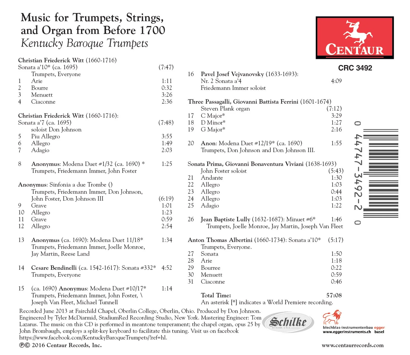 Music for Trumpets, Strings & Organ from Before 1700 / Kentucky Baroque Trumpets - Image 2
