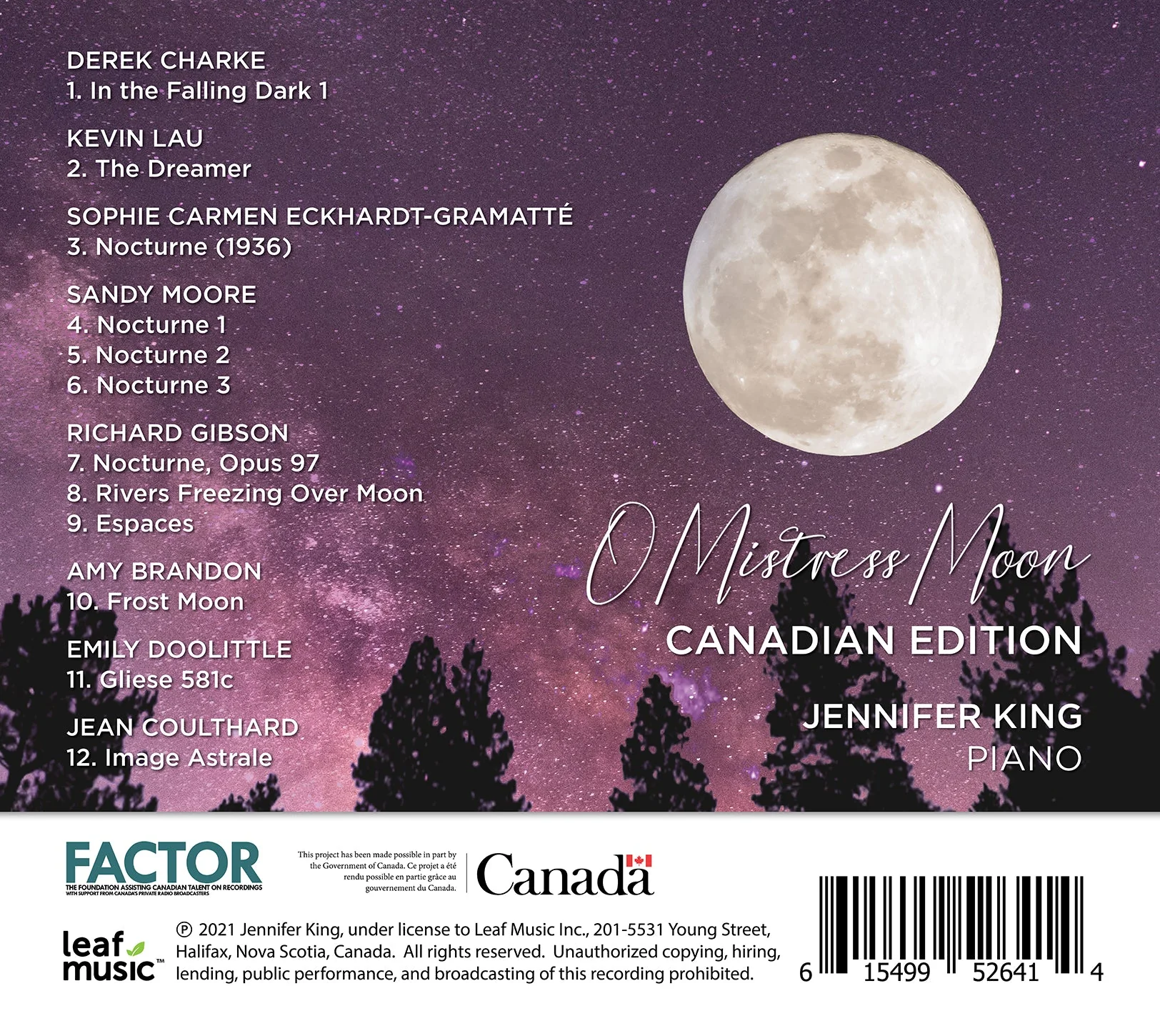 Charke, Moore, Coulthard, et al.: O Mistress Moon - Canadian Piano Music / King - Image 2
