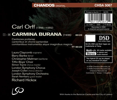 Orff: Carmina Burana / Hickox, London SO - Image 2
